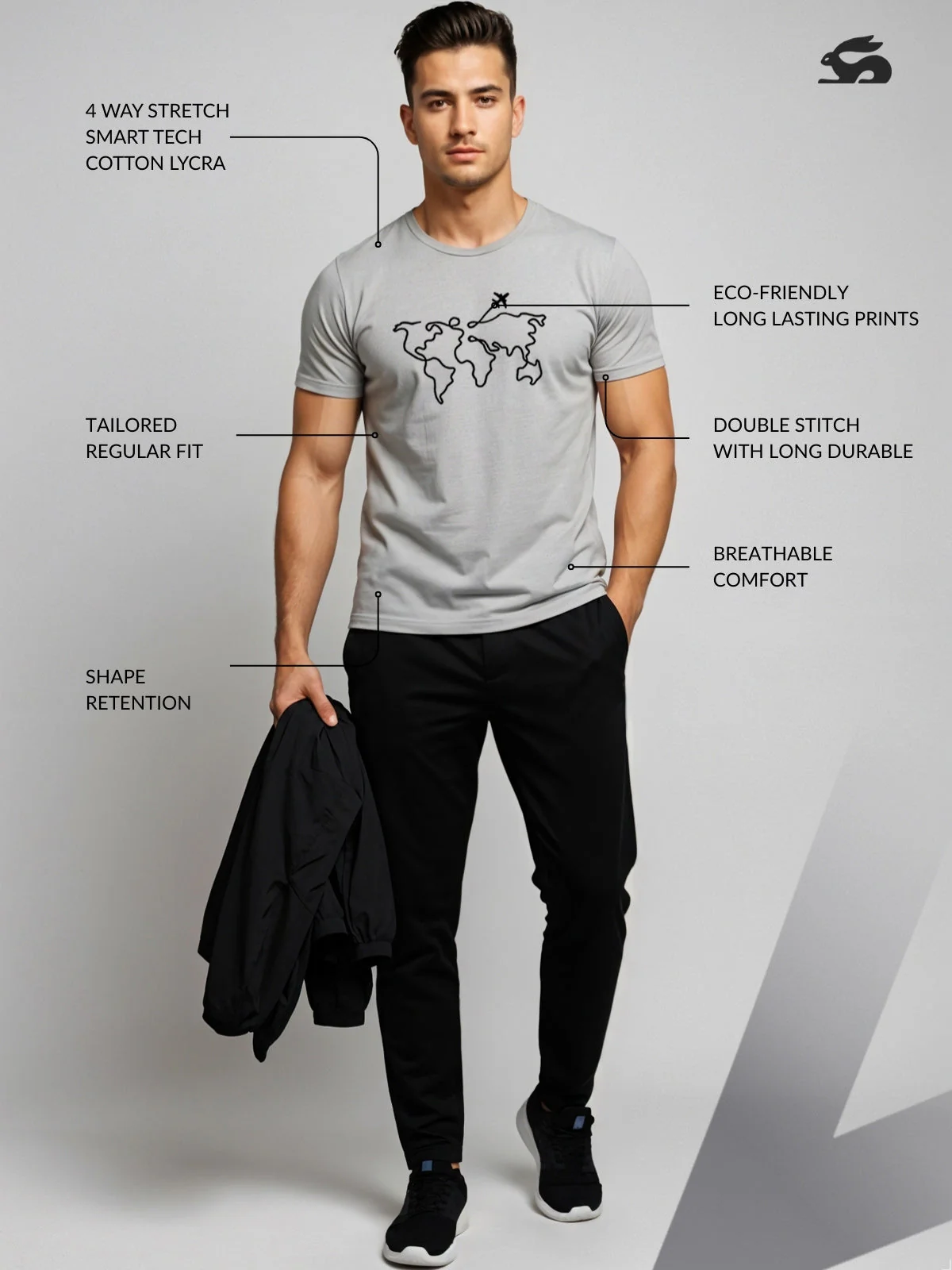 Men’s Regular Fit Wanderlust World Map T-Shirt - Image 16