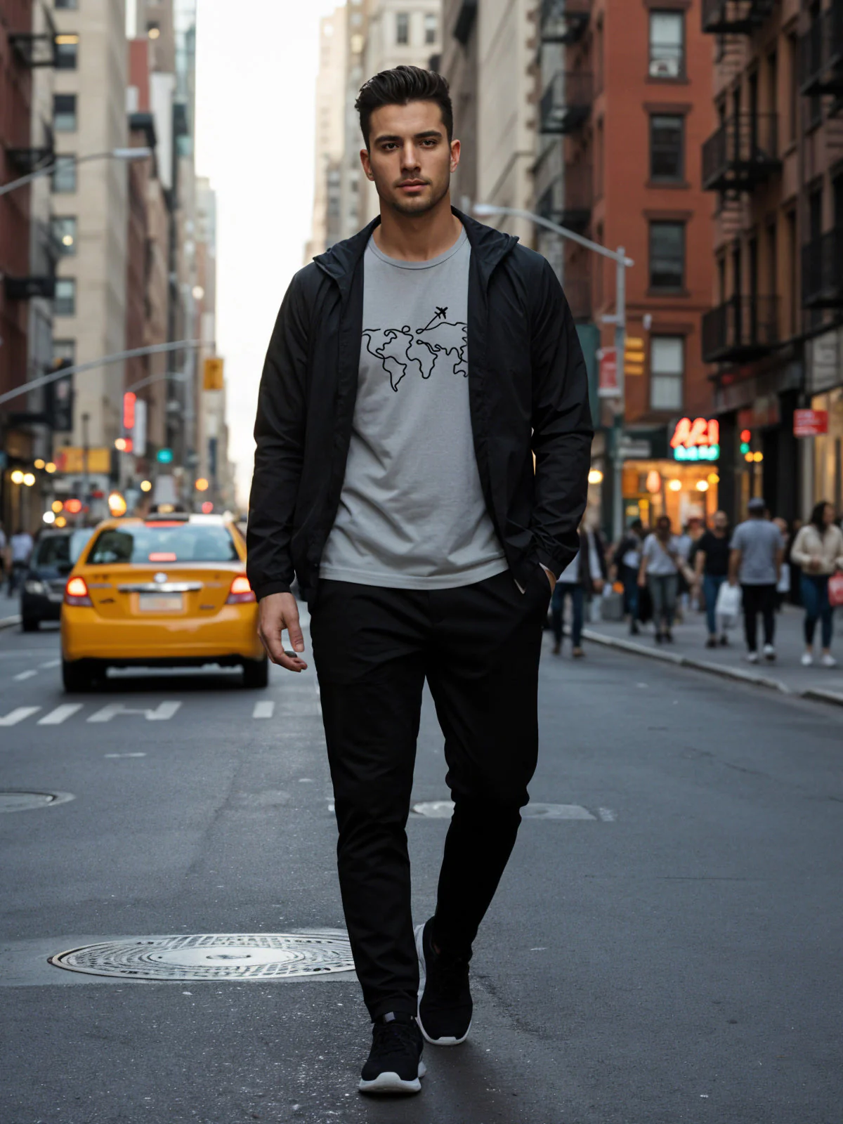 Men’s Regular Fit Wanderlust World Map T-Shirt - Image 19