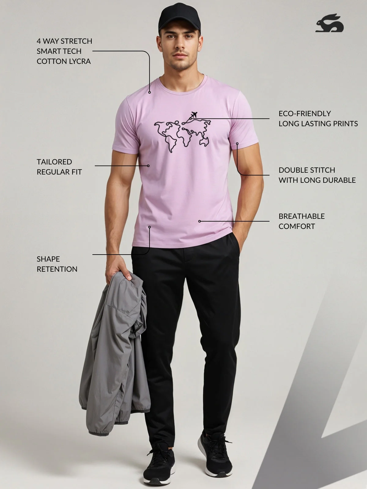 Men’s Regular Fit Wanderlust World Map T-Shirt - Image 24