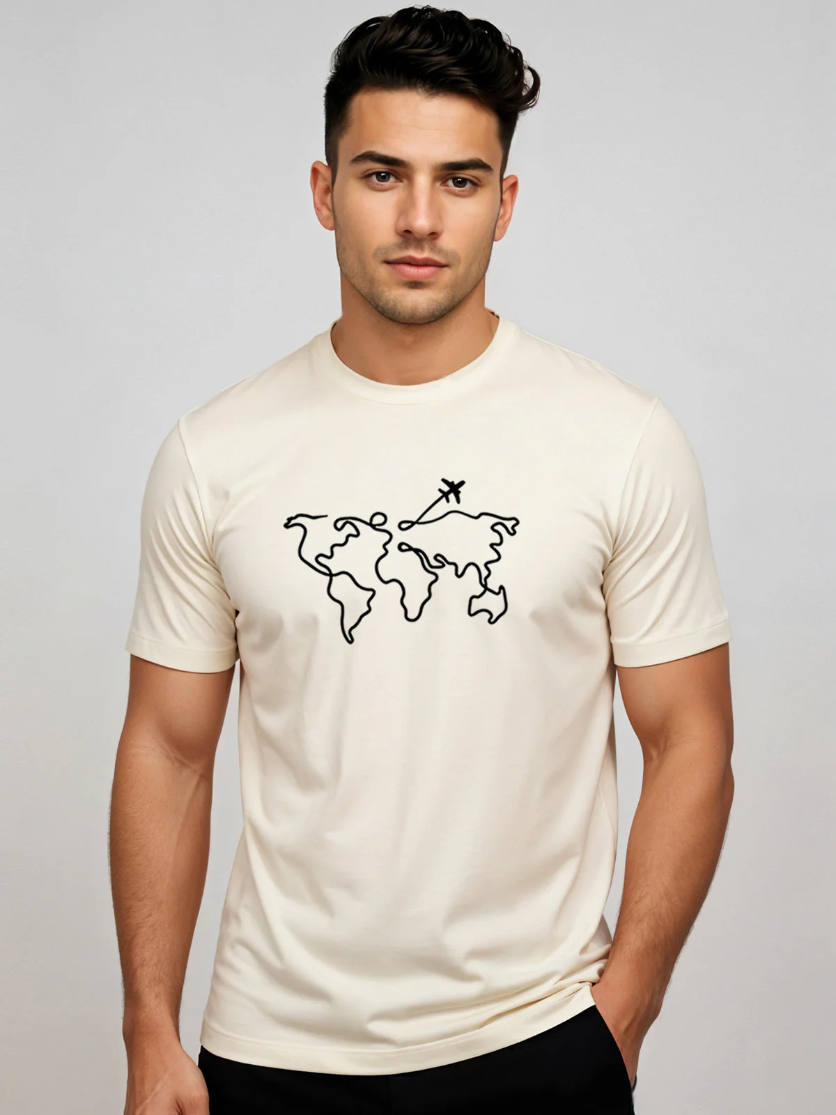 Men’s Regular Fit Wanderlust World Map T-Shirt - Image 30
