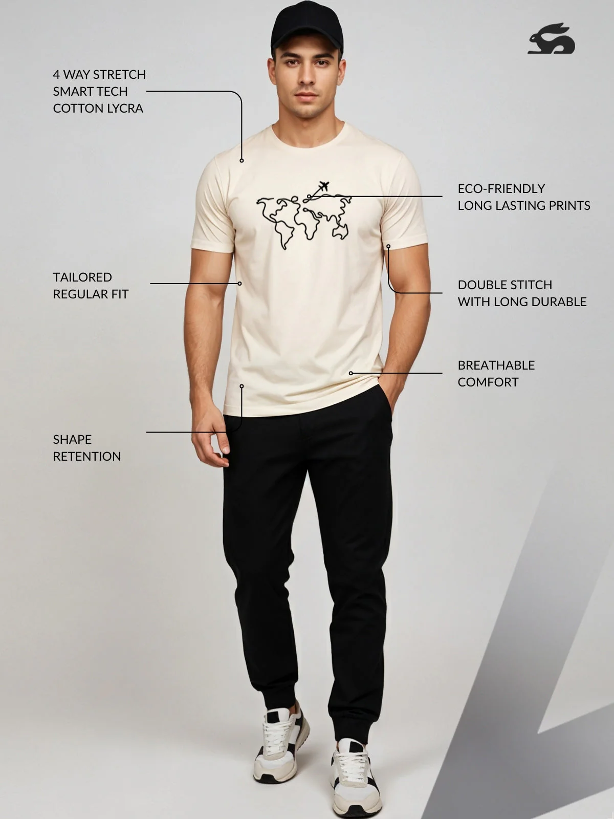 Men’s Regular Fit Wanderlust World Map T-Shirt - Image 31