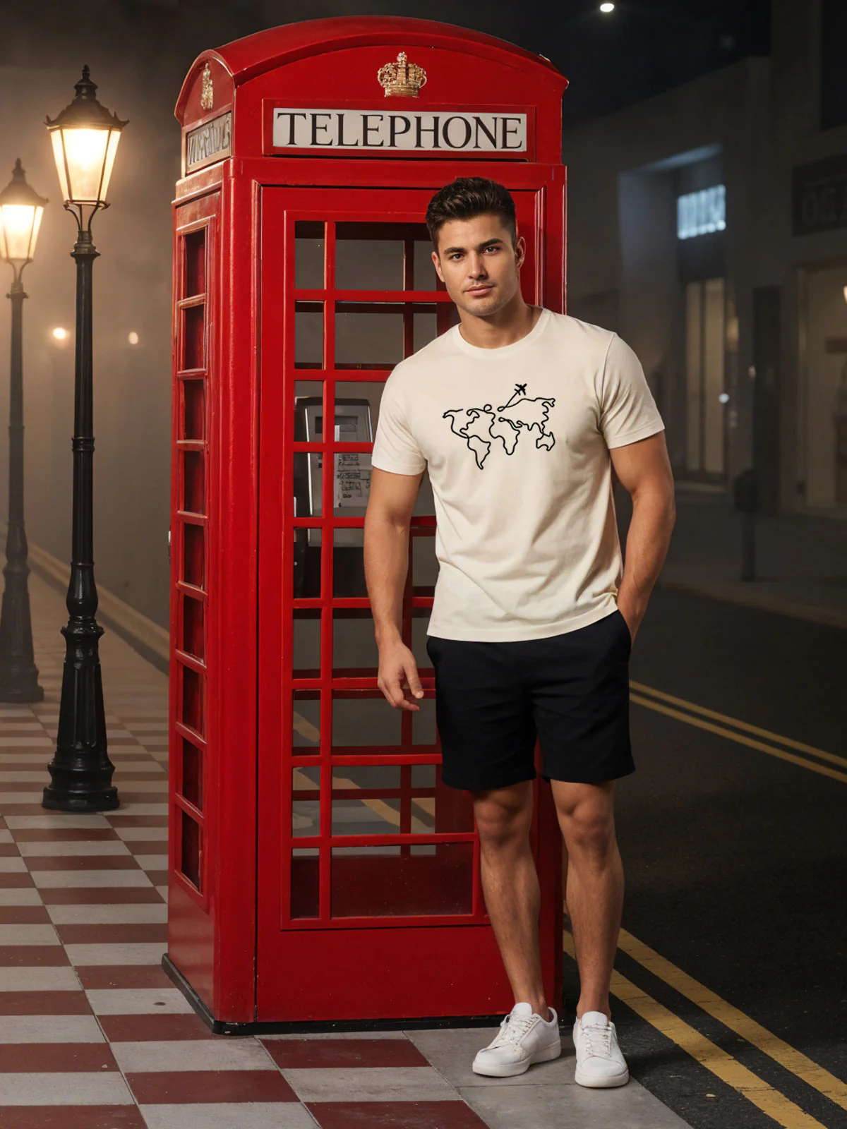 Men’s Regular Fit Wanderlust World Map T-Shirt - Image 33