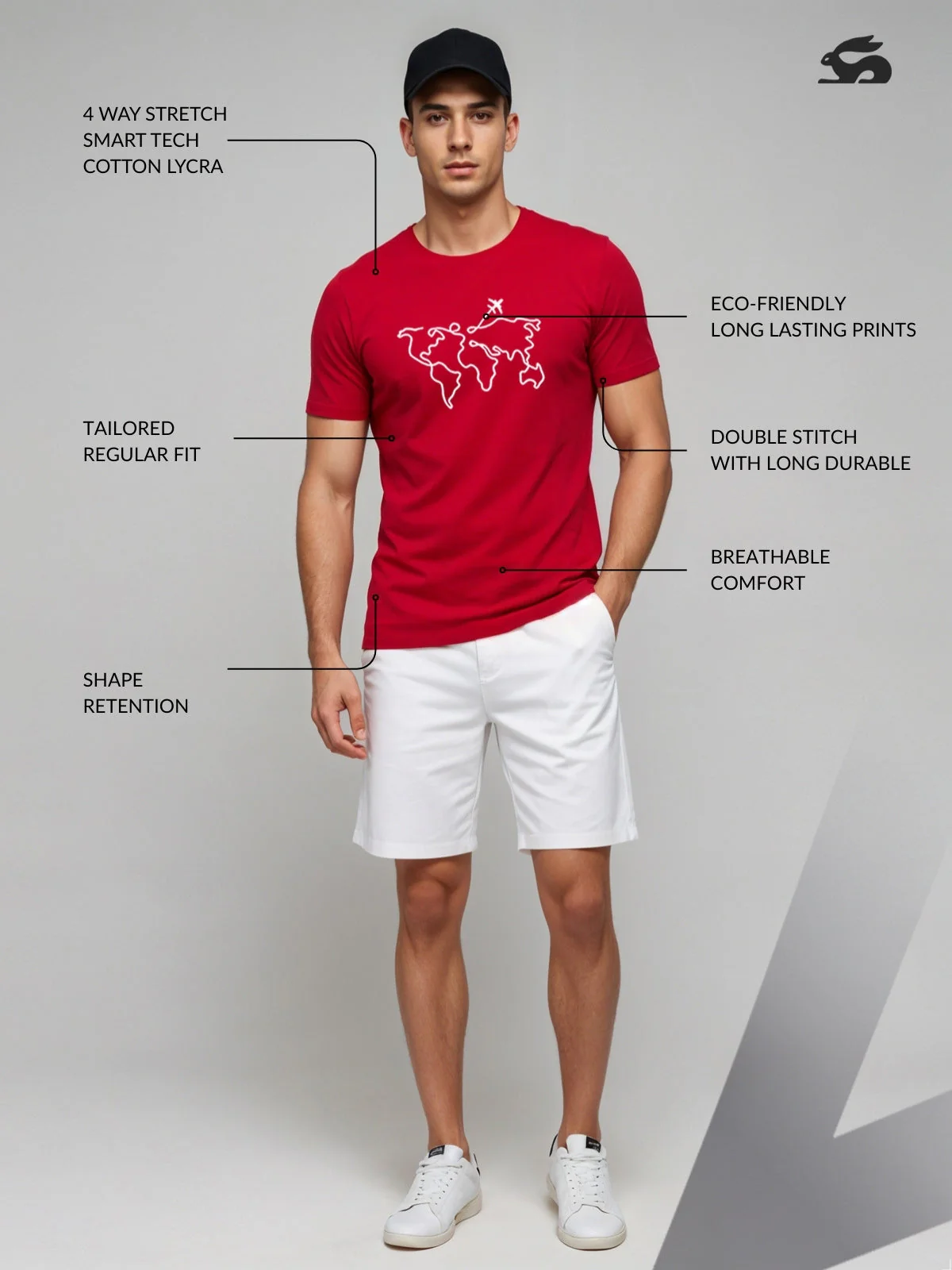 Men’s Regular Fit Wanderlust World Map T-Shirt - Image 54