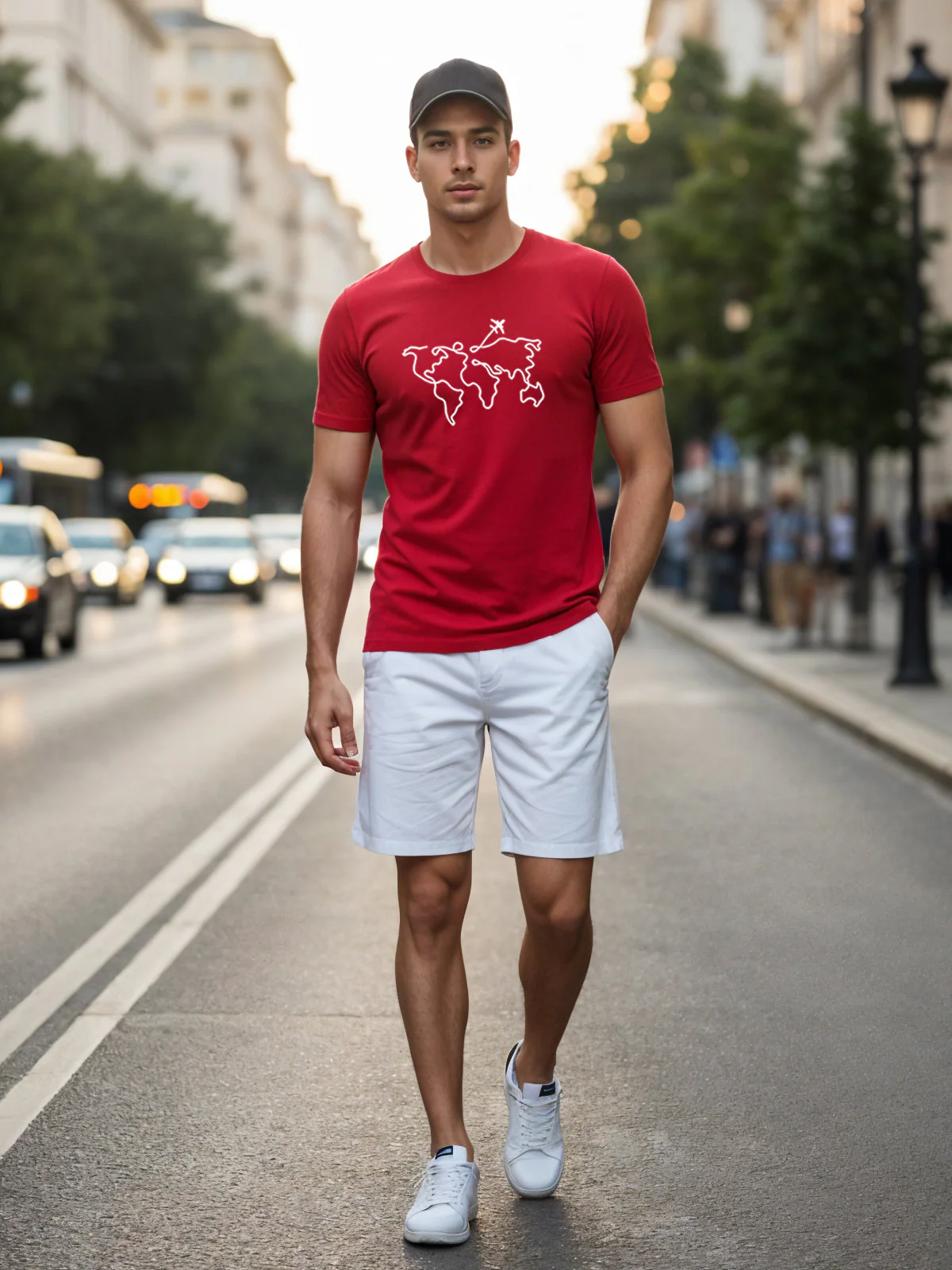 Men’s Regular Fit Wanderlust World Map T-Shirt - Image 58