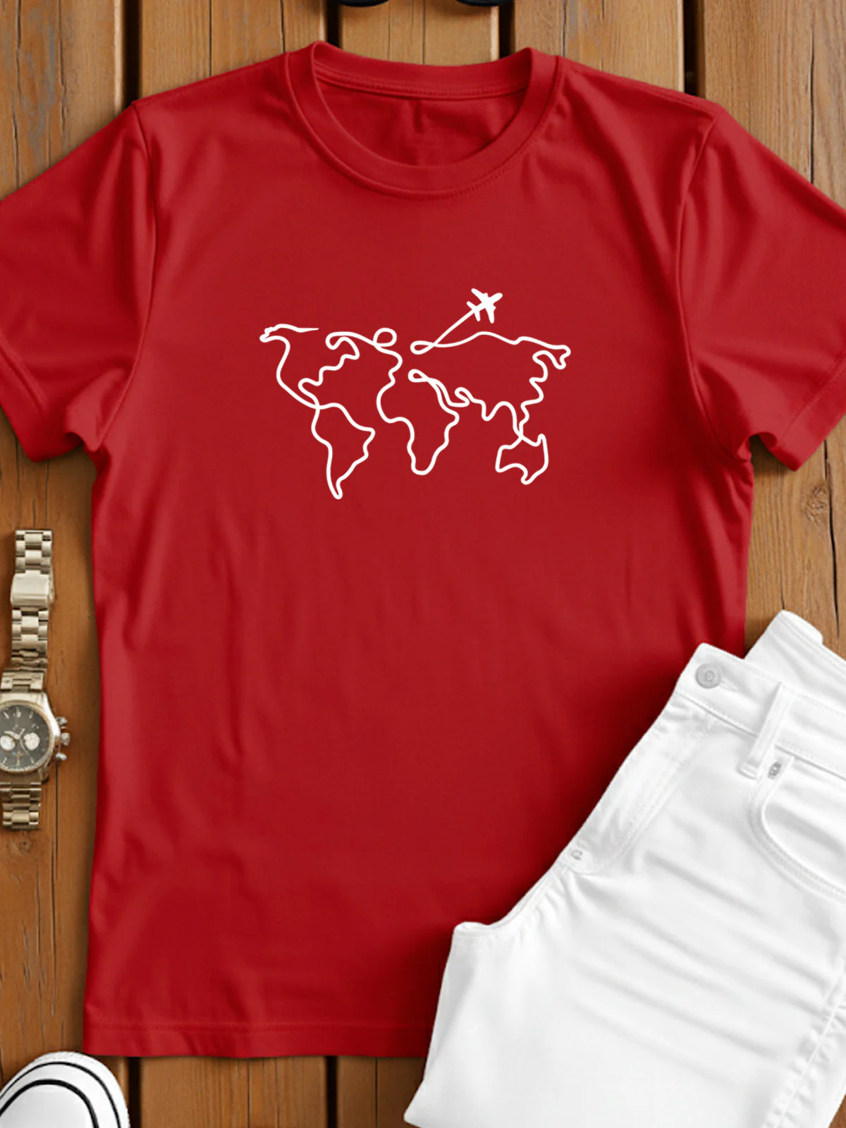 Men’s Regular Fit Wanderlust World Map T-Shirt - Image 59