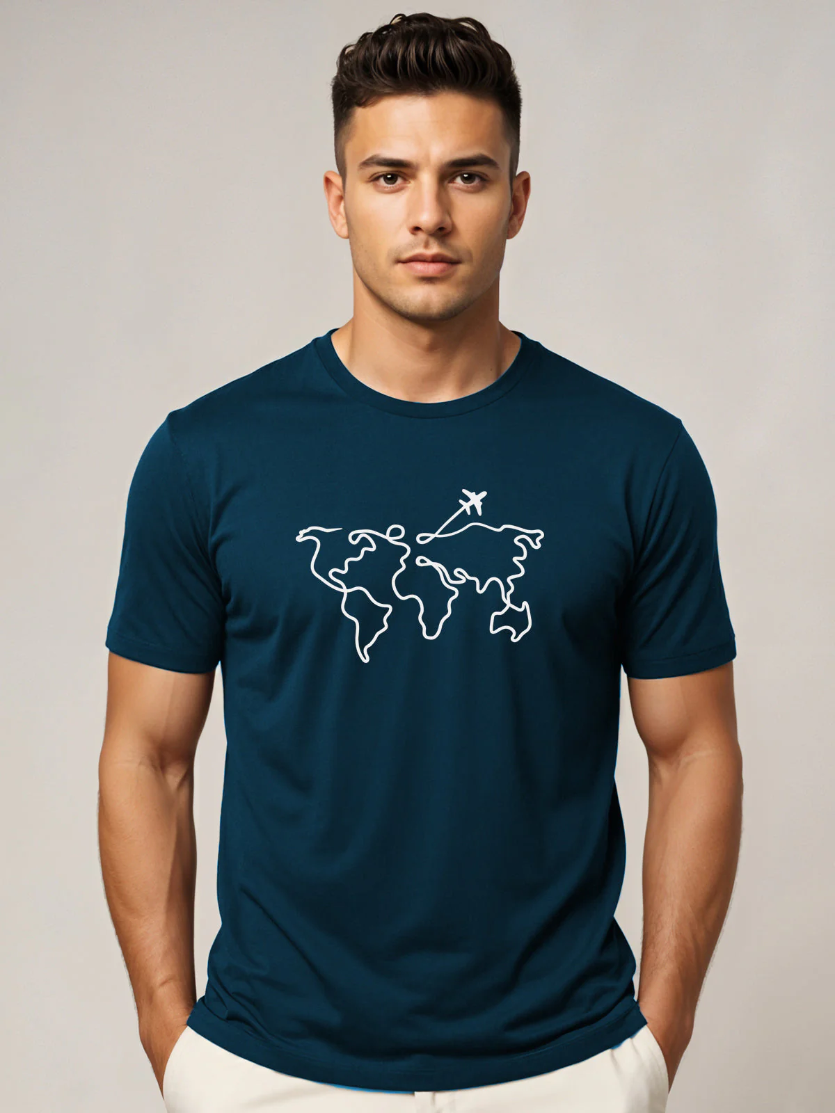 Men’s Regular Fit Wanderlust World Map T-Shirt - Image 62