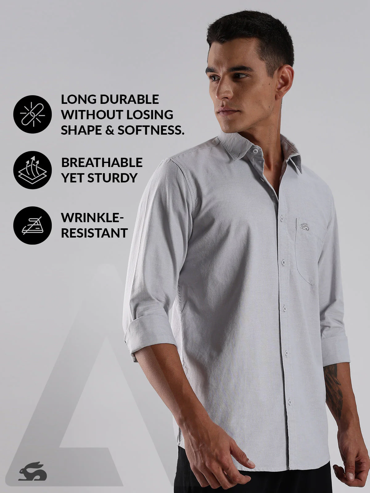 Solid Oxford Grey Shirt - Image 2