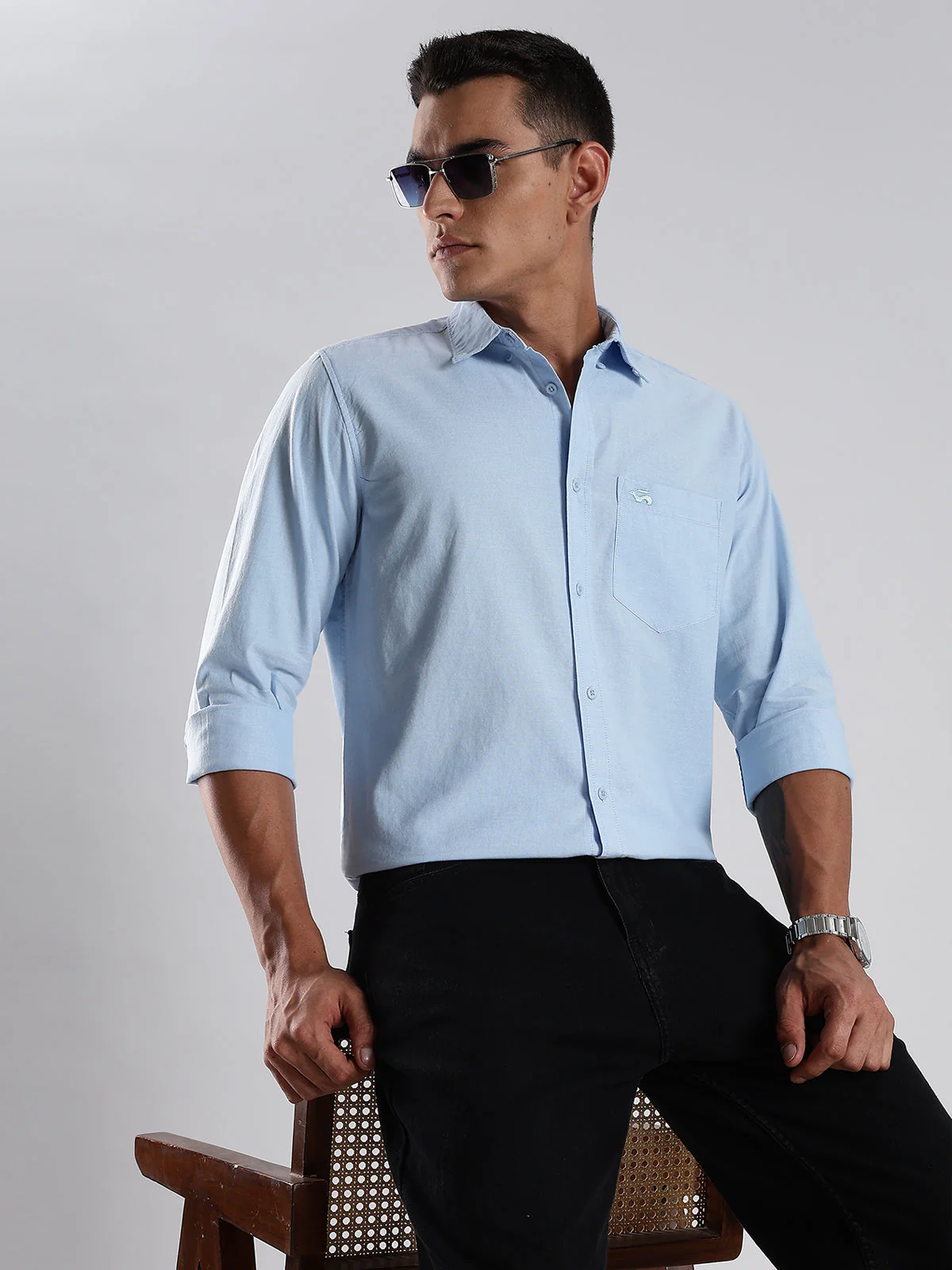 Solid Oxford Blue Shirt - Image 5
