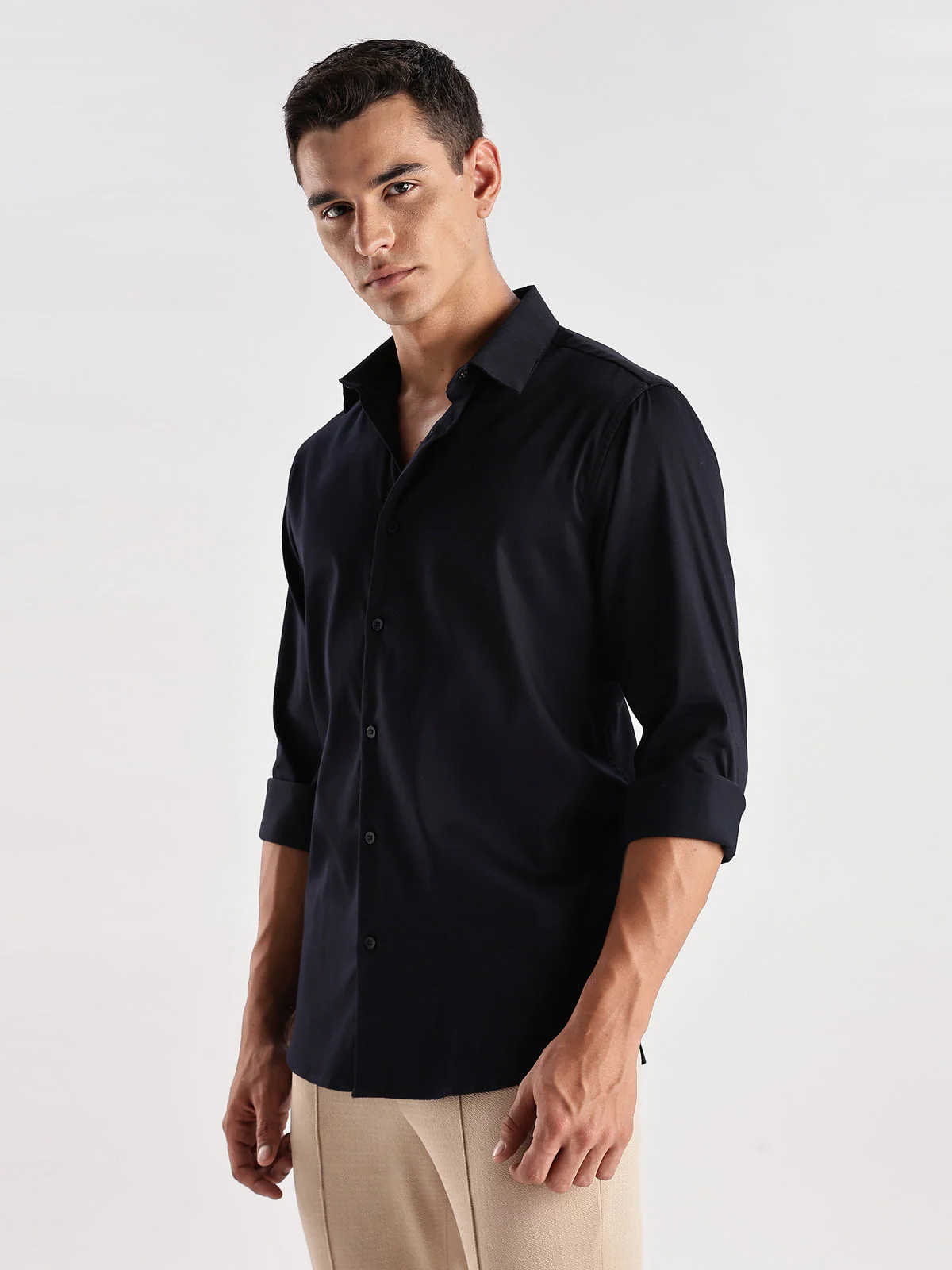 Slim Fit Solid Casual Shirt - Image 2