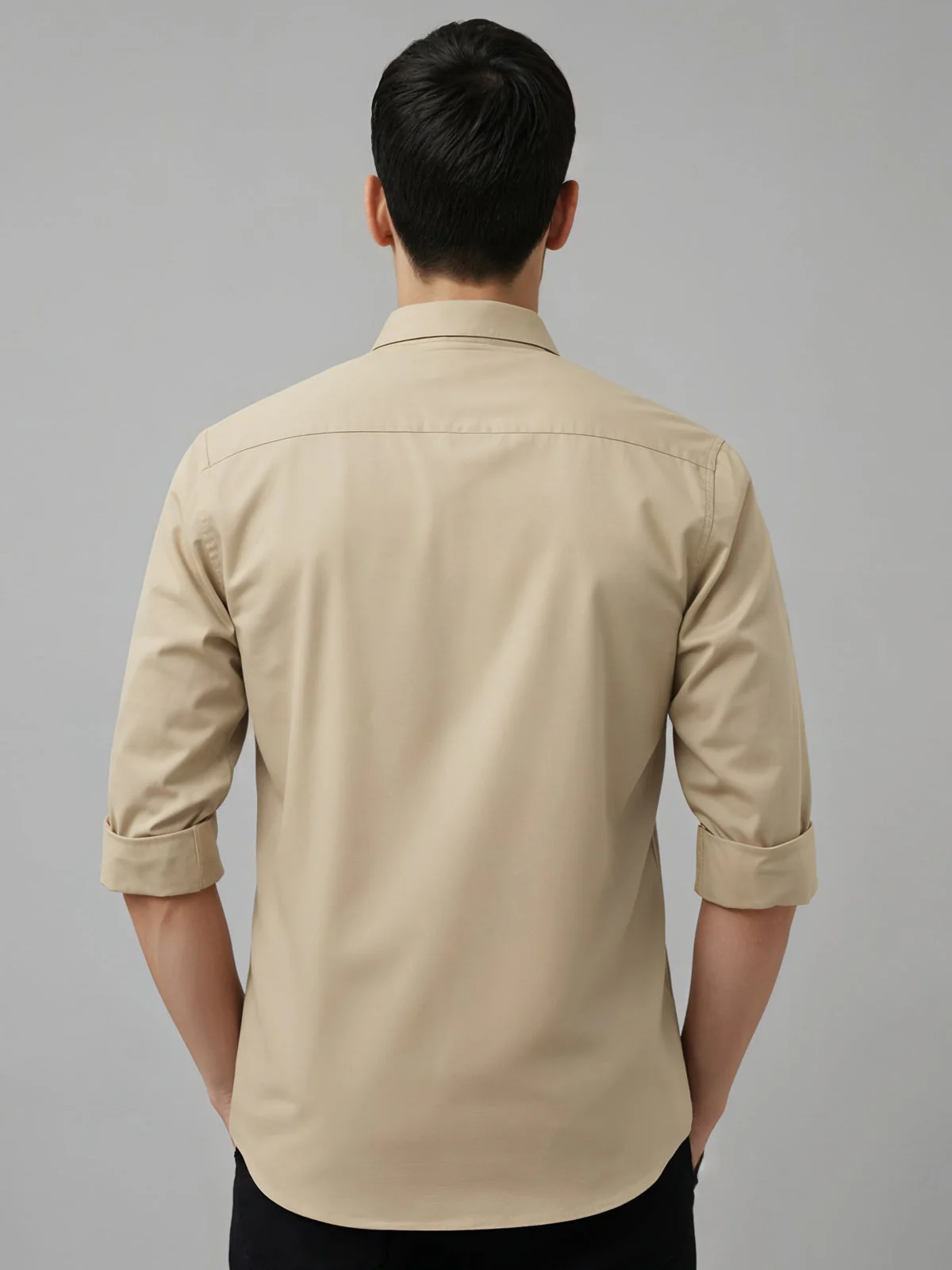 Adro Mens Cotton Twill Cargo Shirt Beige - Image 3