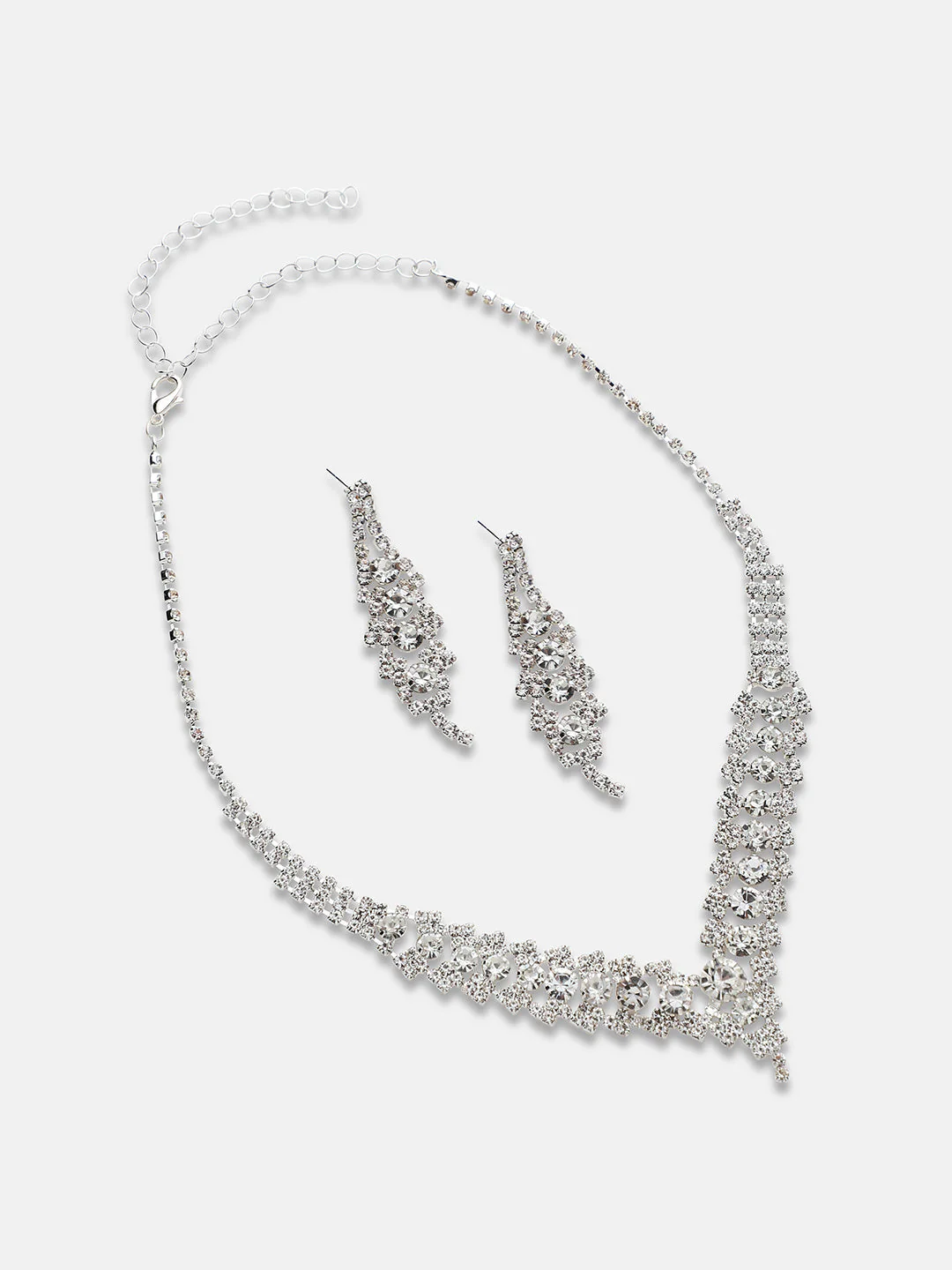 Silver-Plated Necklace and Earrings - Image 4