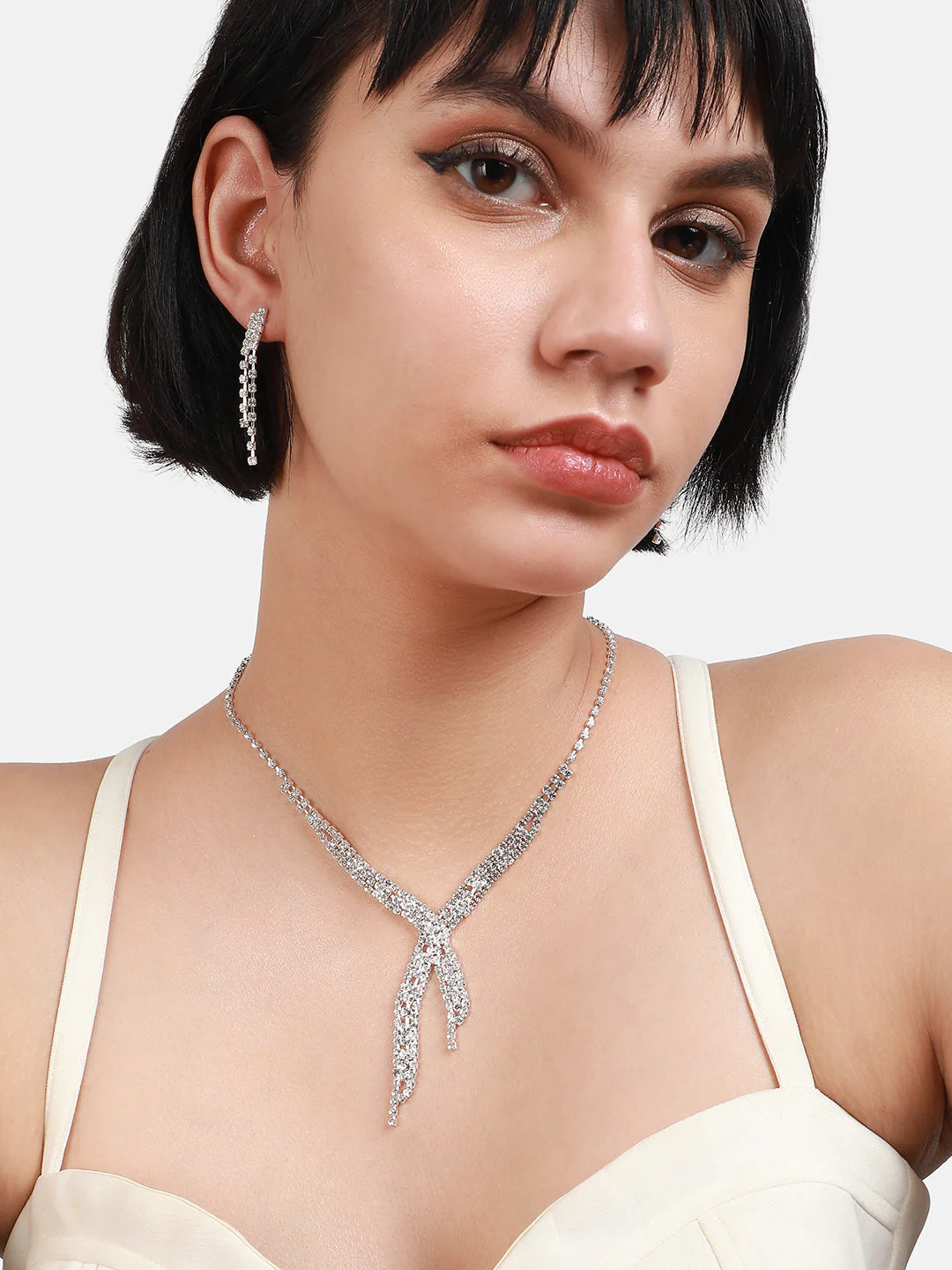 Silver Plated Stone-Studded Beaded Jewellery Set - Image 3