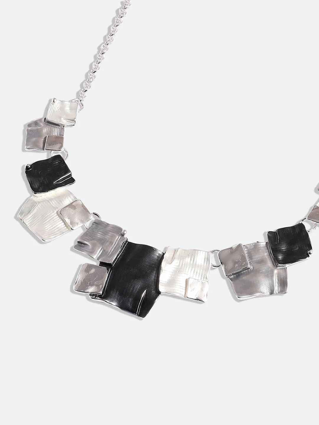 Silver-Plated Textured Square Jewellery Set - Image 7