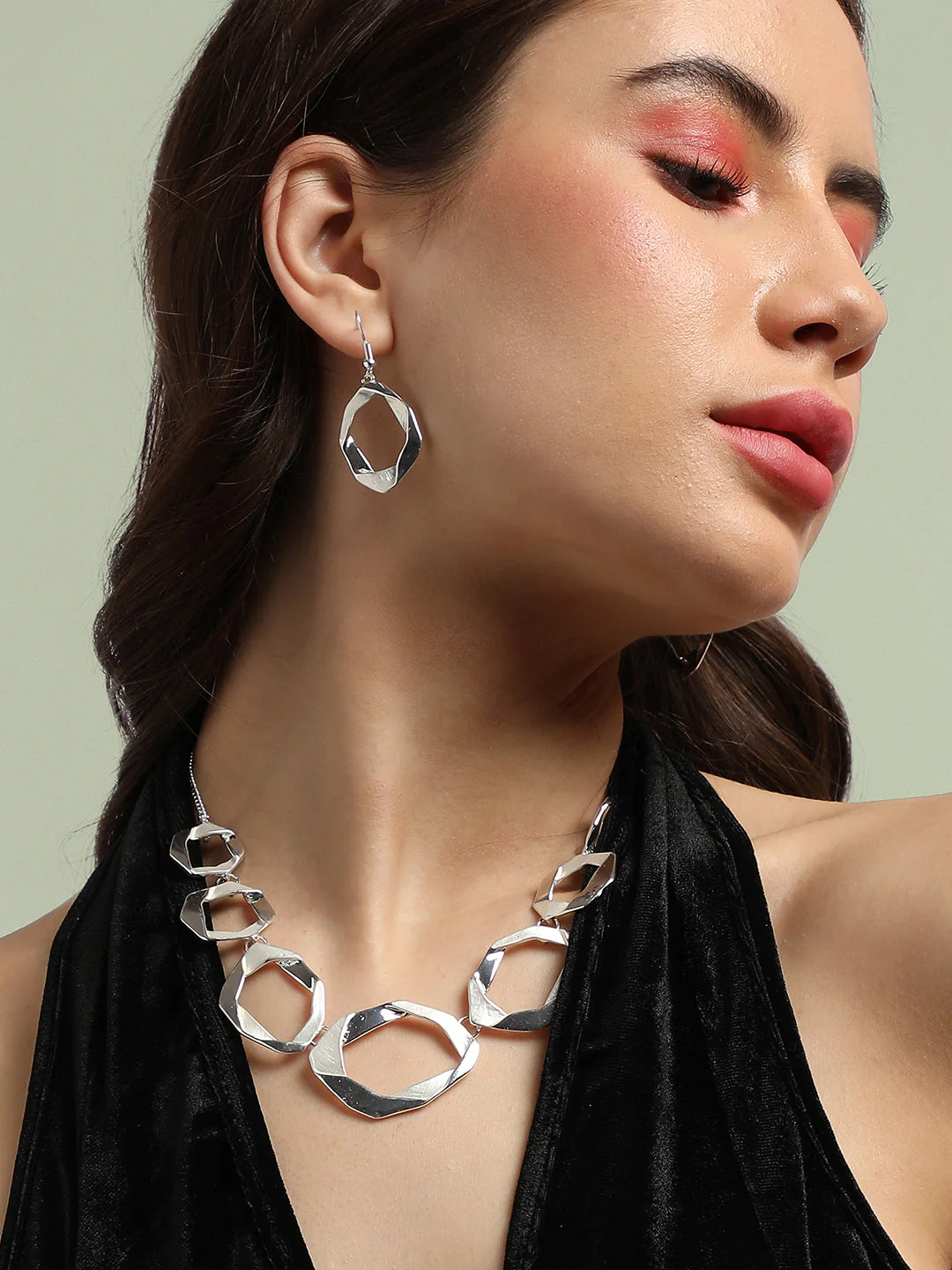 Silver-Plated Twisted Jewellery Set - Image 2