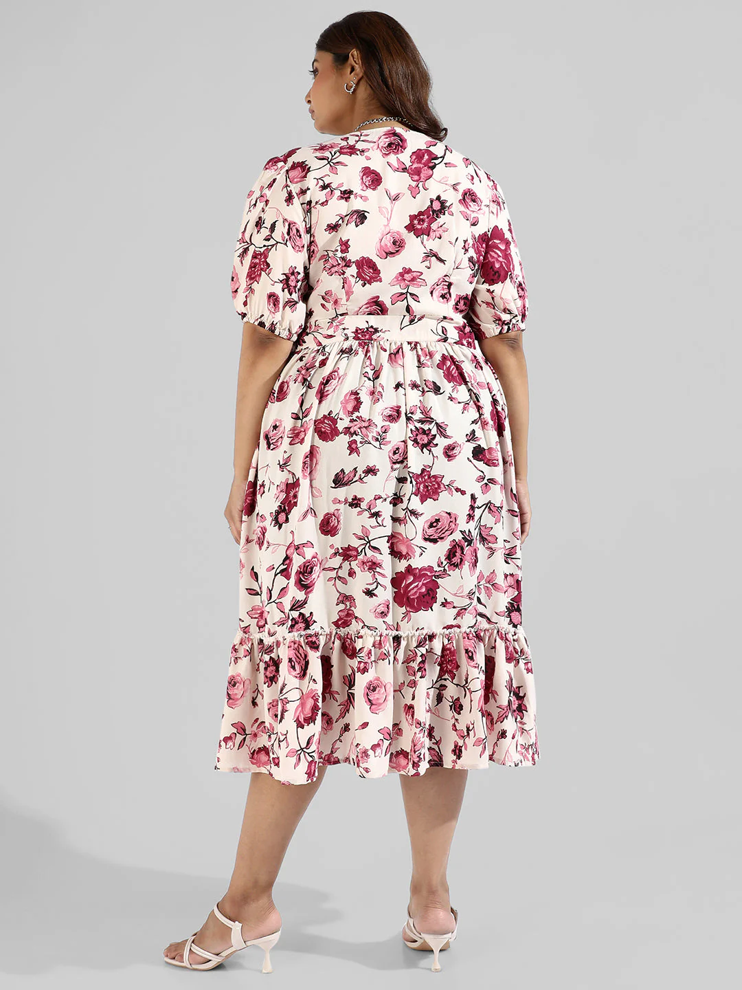 Floral Design, Button Stylish Casual Dresses - Image 4