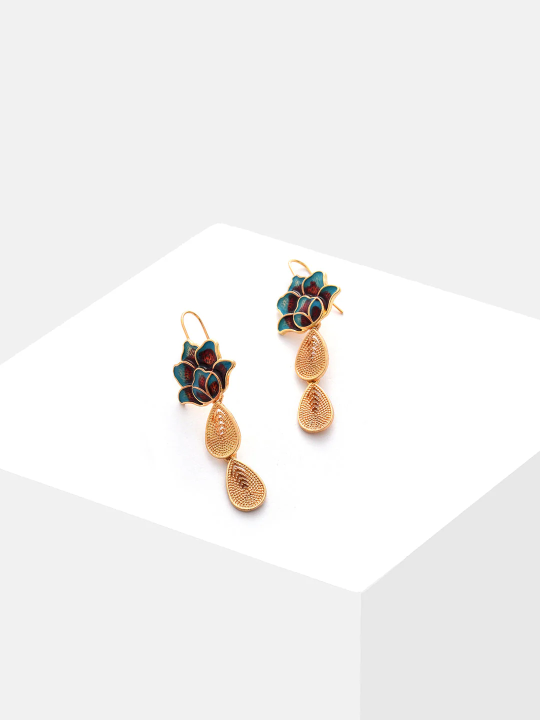 Gold Plated Designer Drop Earrings - Image 3