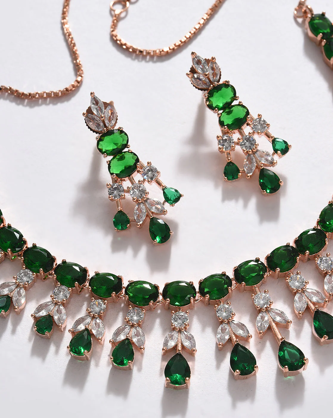 Gold Plated Designer Stone Necklace Set - Image 4