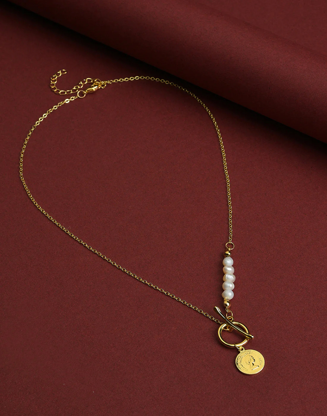 Gold Plated Coin Pattern Necklace