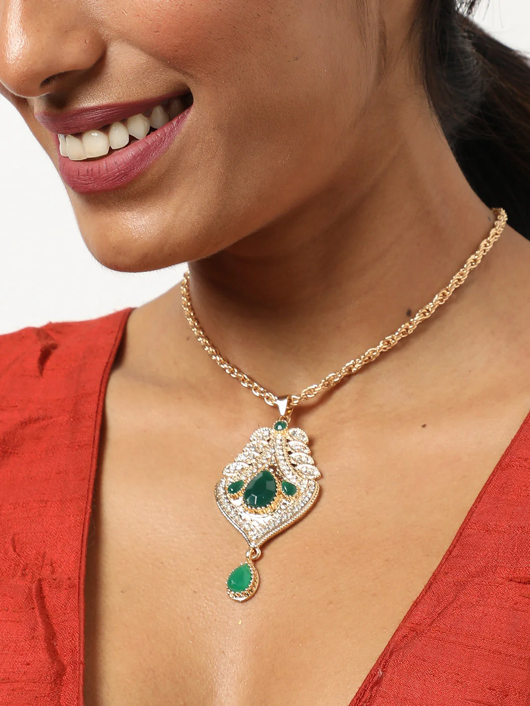 Gold Plated Designer Stone Necklace - Image 3