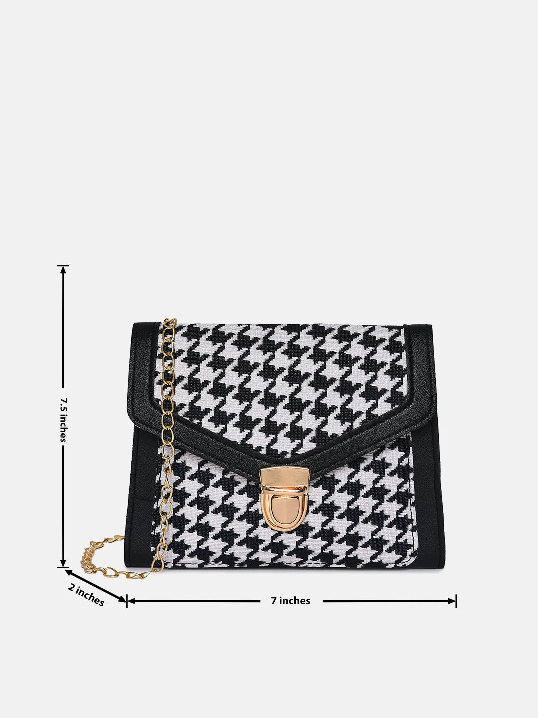 Houndstooth Weave Black & White Cross Body Bag - Image 3
