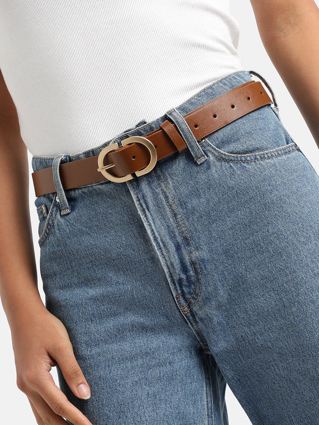 Brown Solid Waist Belt - Image 3