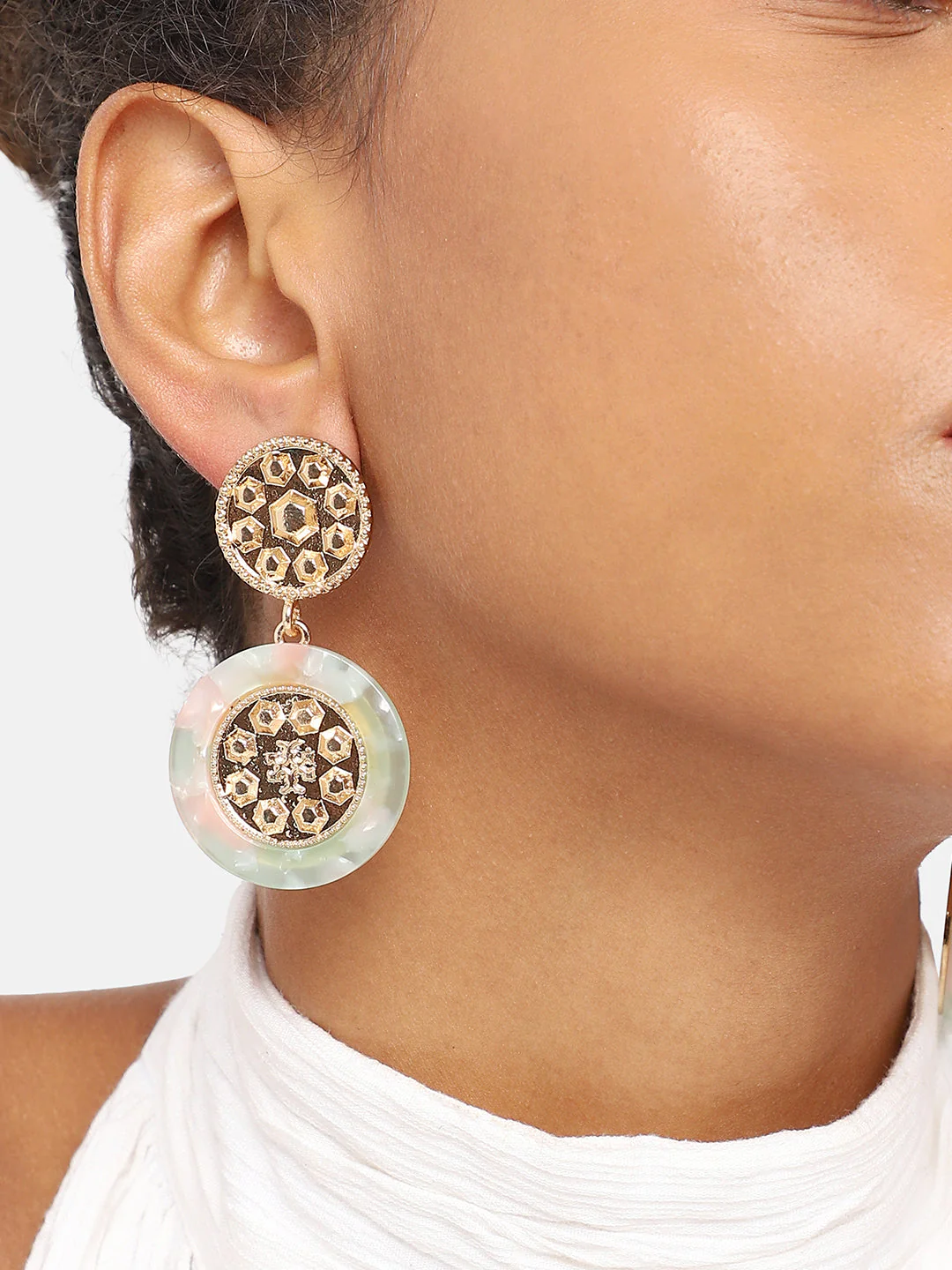 GOLD PLATED PARTY DESIGNER DROP EARRING FOR WOMEN - Image 3