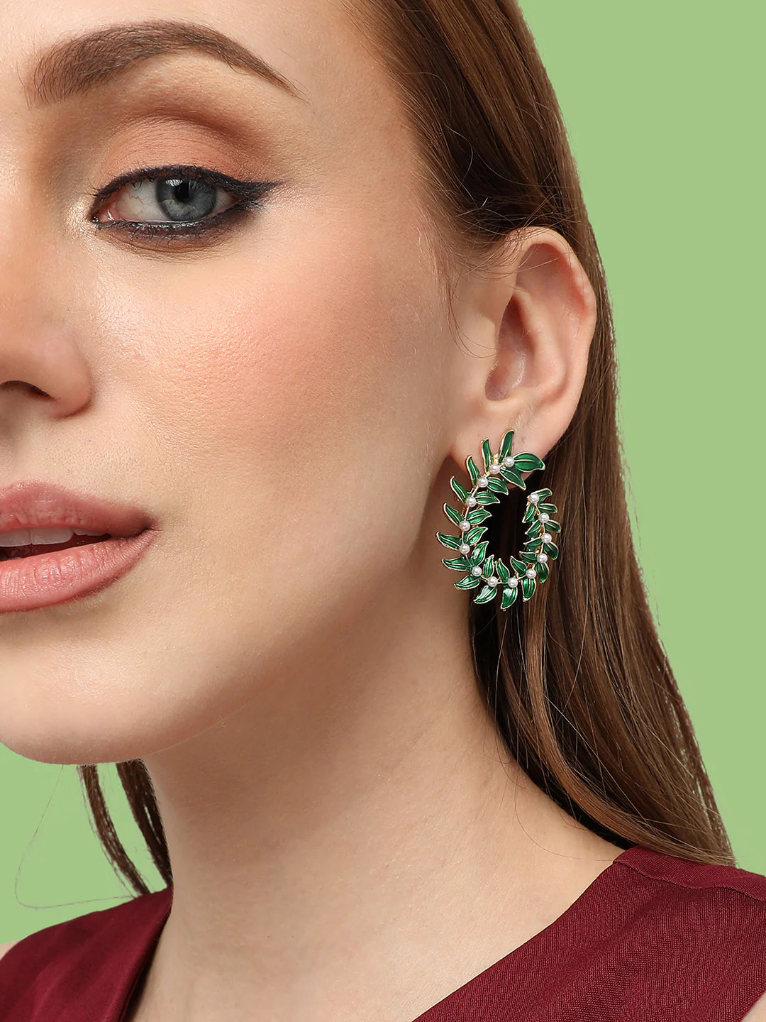 GOLD PLATED PARTY DESIGNER STONE DROP EARRING FOR WOMEN - Image 2