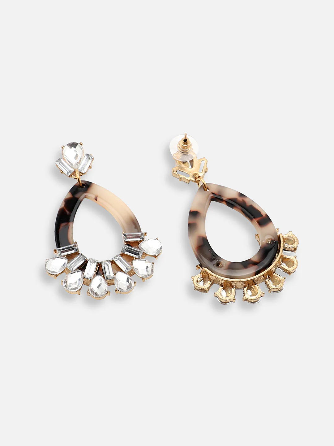 GOLD PLATED PARTY DESIGNER STONE DROP EARRING FOR WOMEN - Image 5