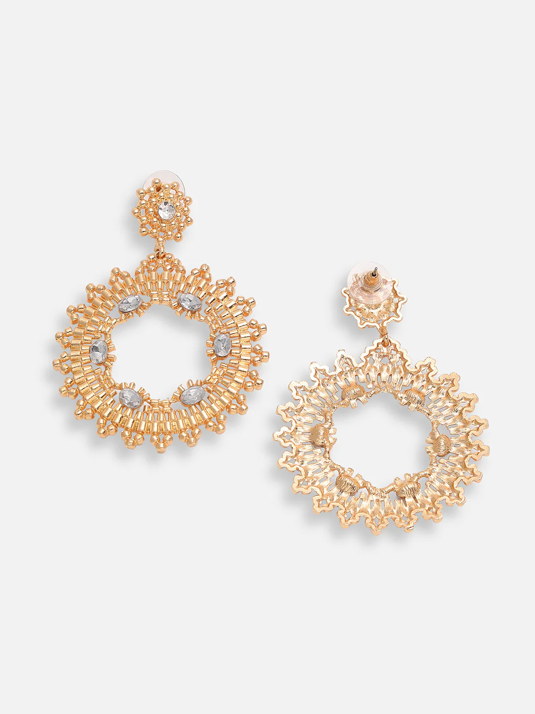 GOLD PLATED PARTY DESIGNER STONE DROP EARRING FOR WOMEN - Image 5