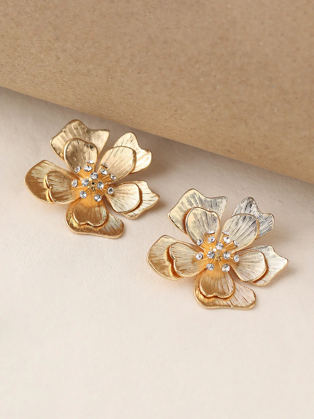 GOLD PLATED PARTY DESIGNER STONE STUD FOR WOMEN - Image 2