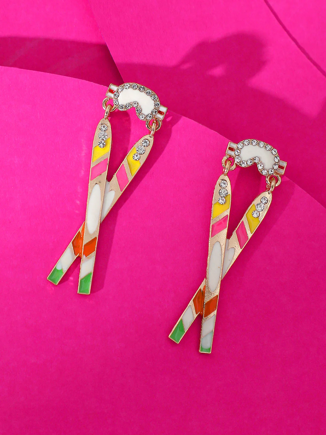 GOLD PLATED PARTY DESIGNER STONE DROP EARRING FOR WOMEN - Image 2