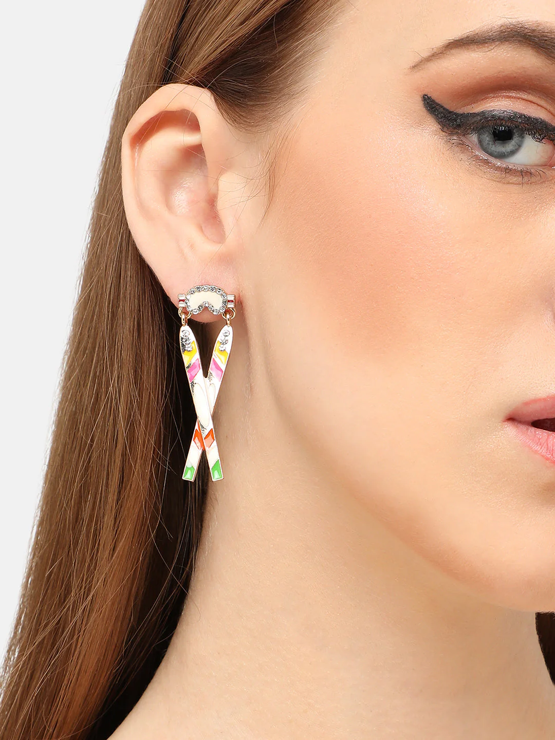 GOLD PLATED PARTY DESIGNER STONE DROP EARRING FOR WOMEN - Image 3