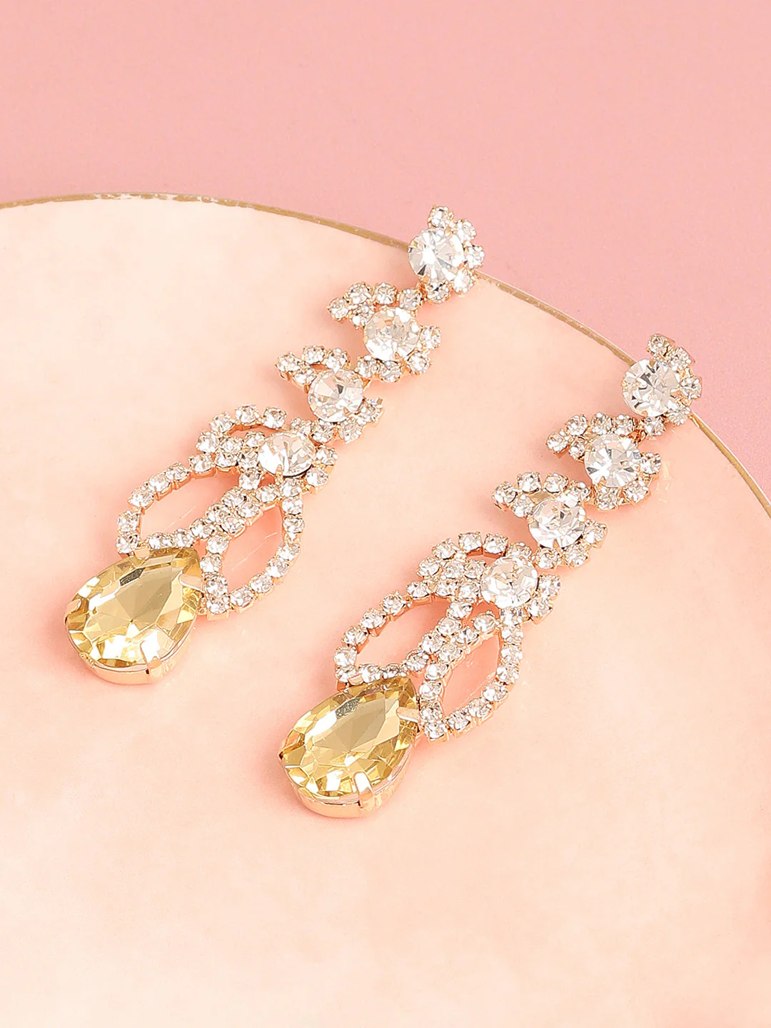 Gold Plated Designer Stone Party Drop Earring For Women - Image 2