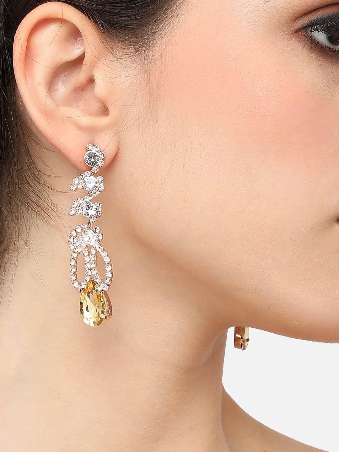 Gold Plated Designer Stone Party Drop Earring For Women - Image 3