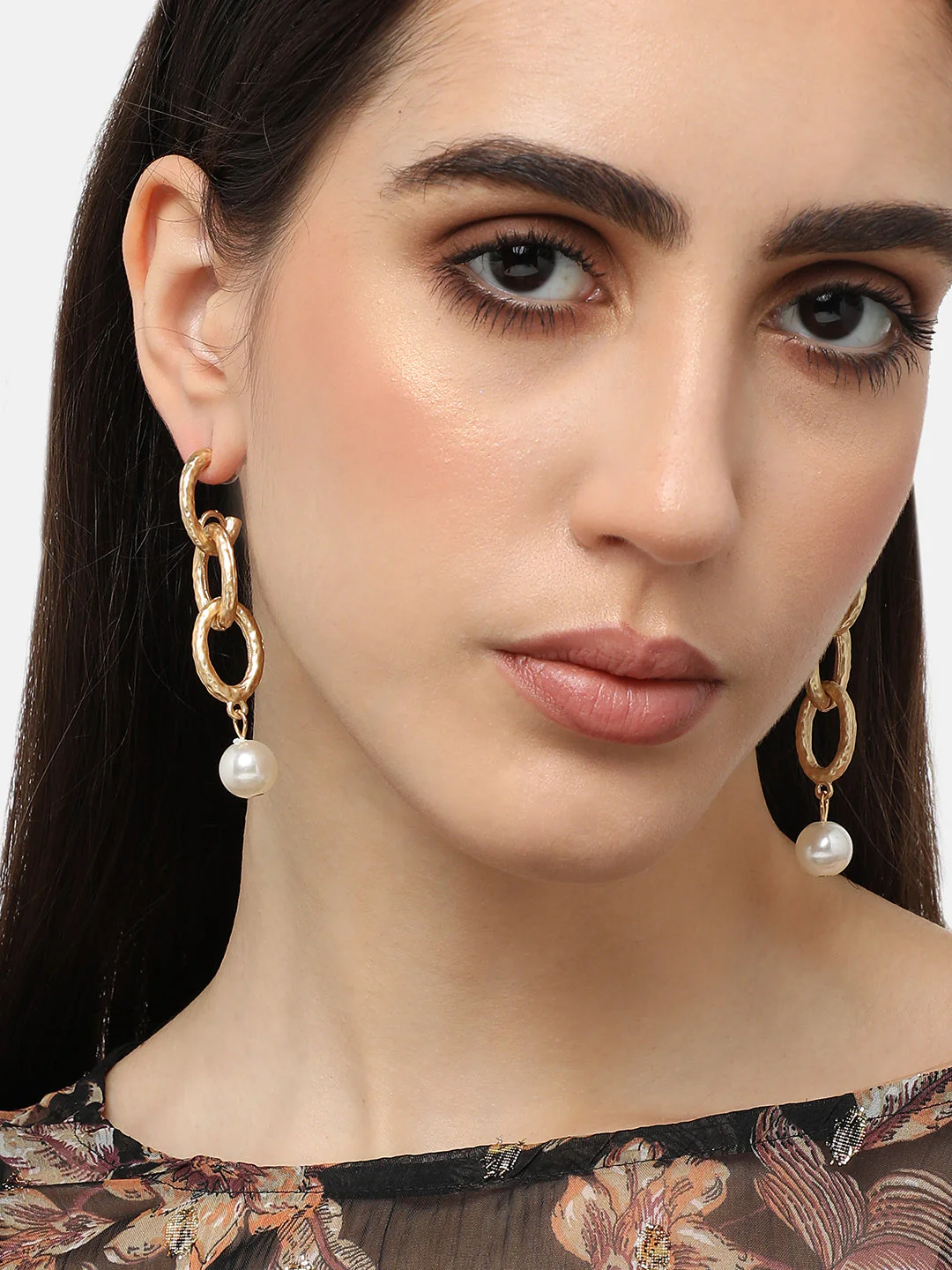 Gold Plated Pearls Casual Drop Earring For Women - Image 3