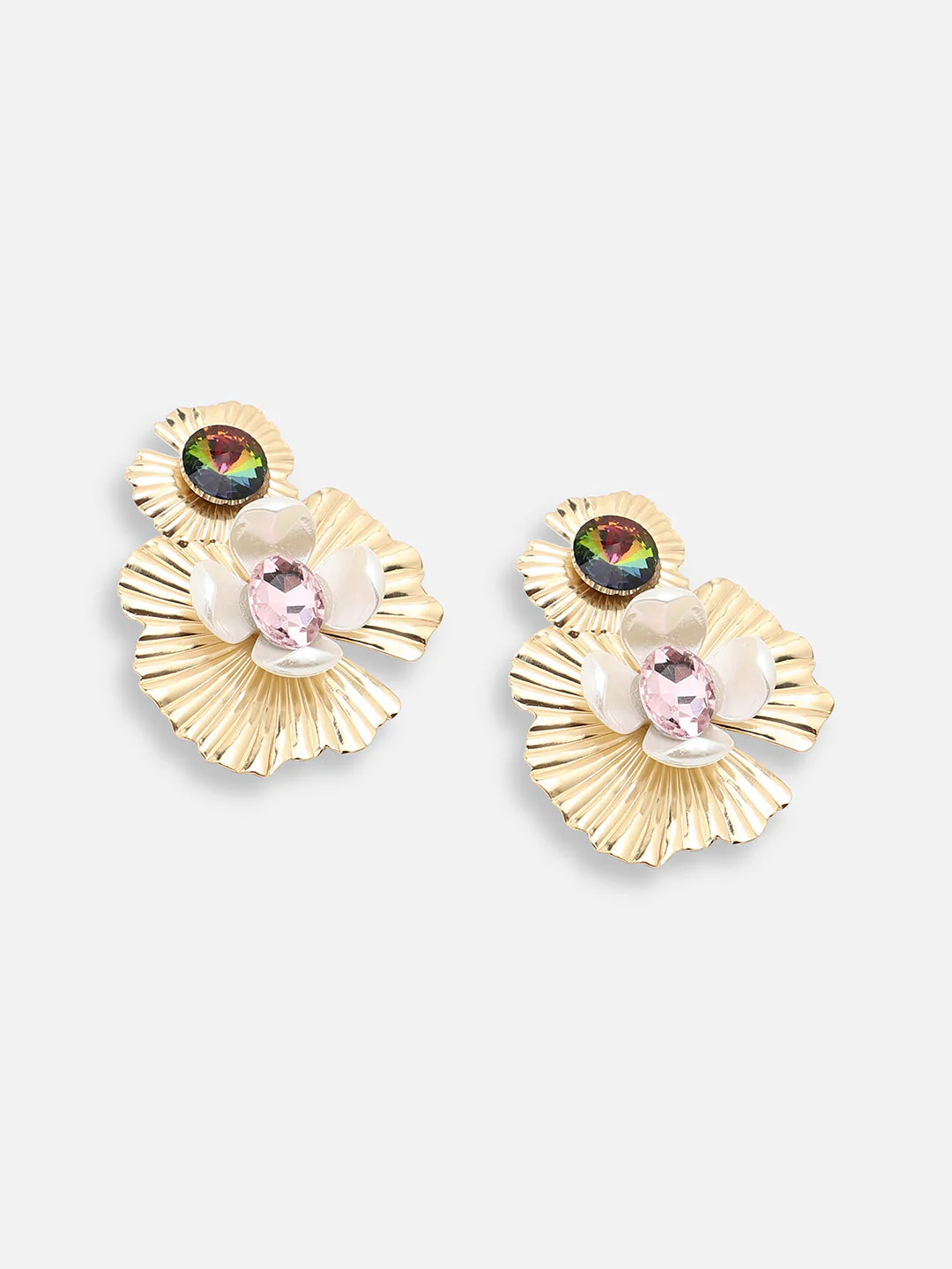 GOLD PLATED PARTY DESIGNER STONE DROP EARRING FOR WOMEN - Image 4