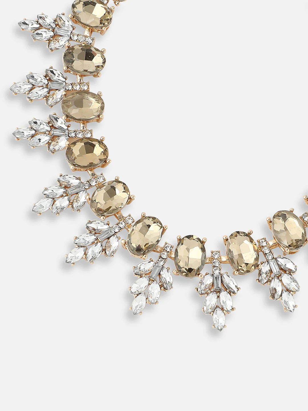 GOLD PLATED PARTY DESIGNER STONE STATEMENT NECKLACE FOR WOMEN - Image 3