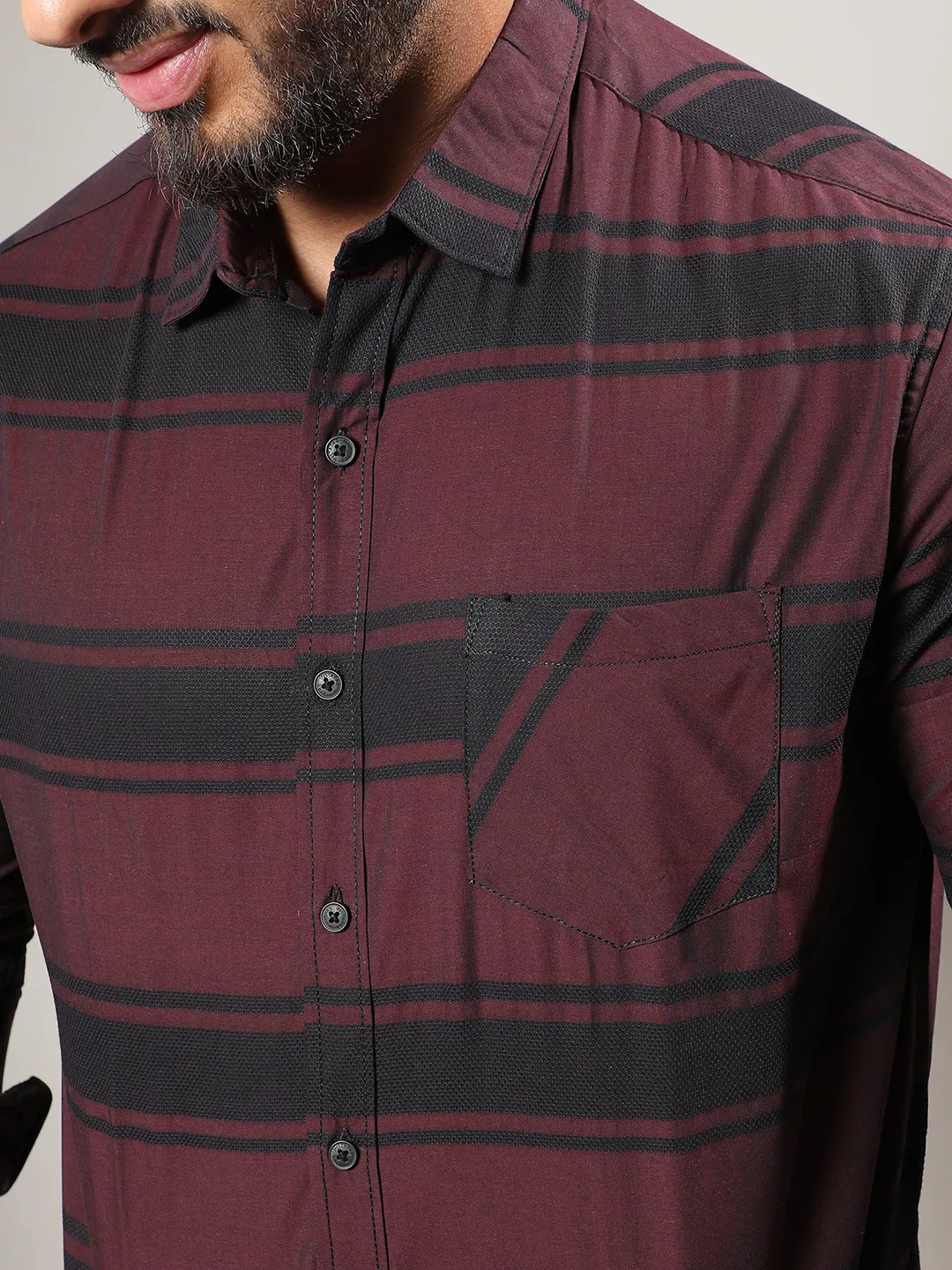Horizontal Striped Full Sleeve Casual Shirt - Image 6