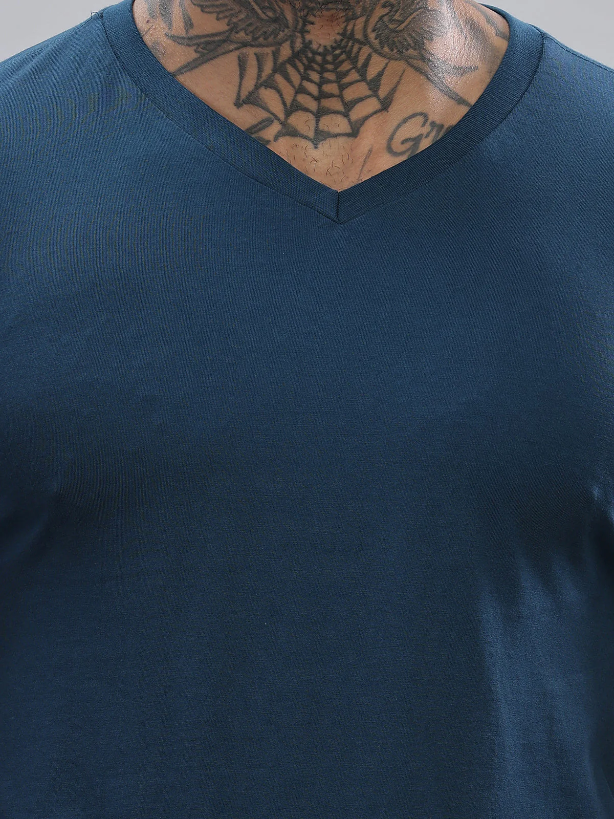 Solid Cotton V Neck T-Shirt - Image 82