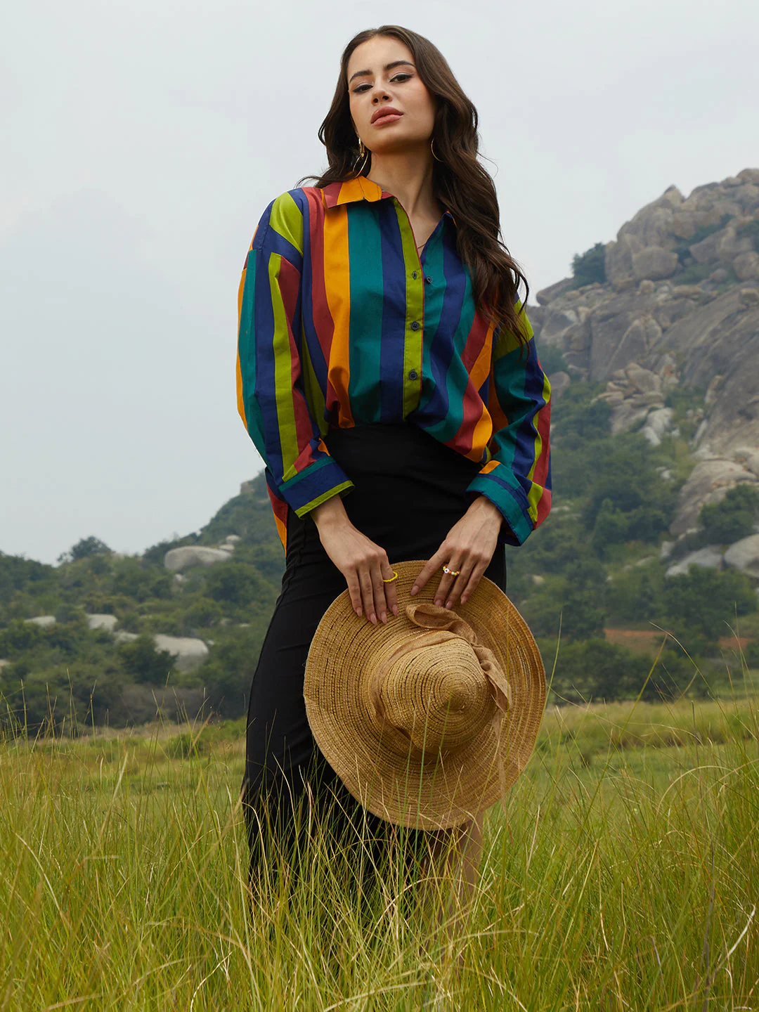 Balanced Striped Oversized Shirt - Image 6