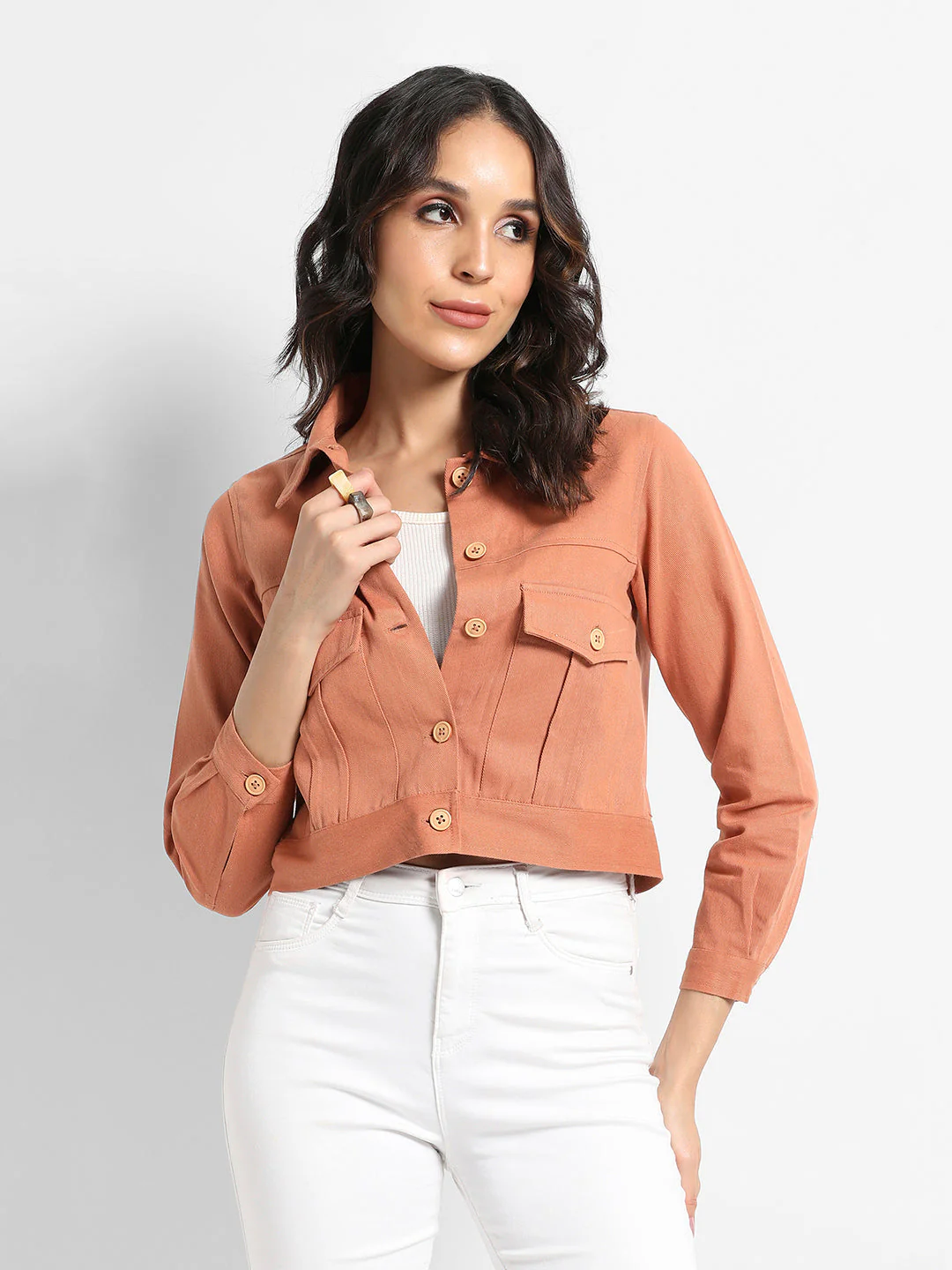Buttopn-Front Jacket With Flap Pockets - Image 2