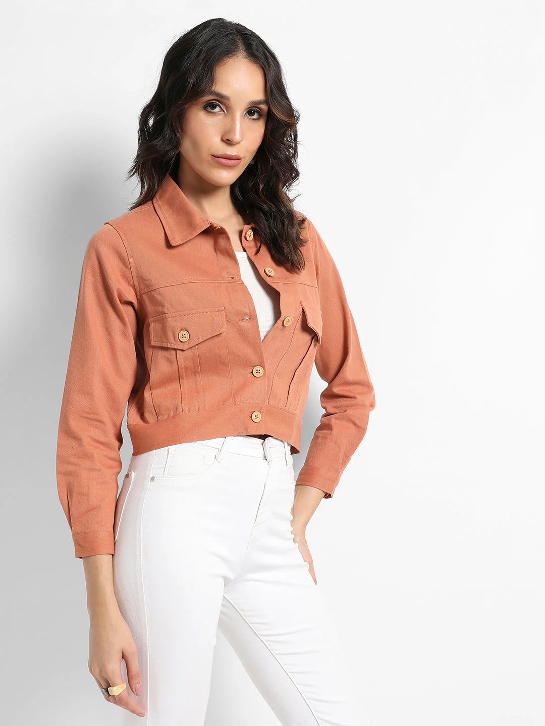 Buttopn-Front Jacket With Flap Pockets - Image 3