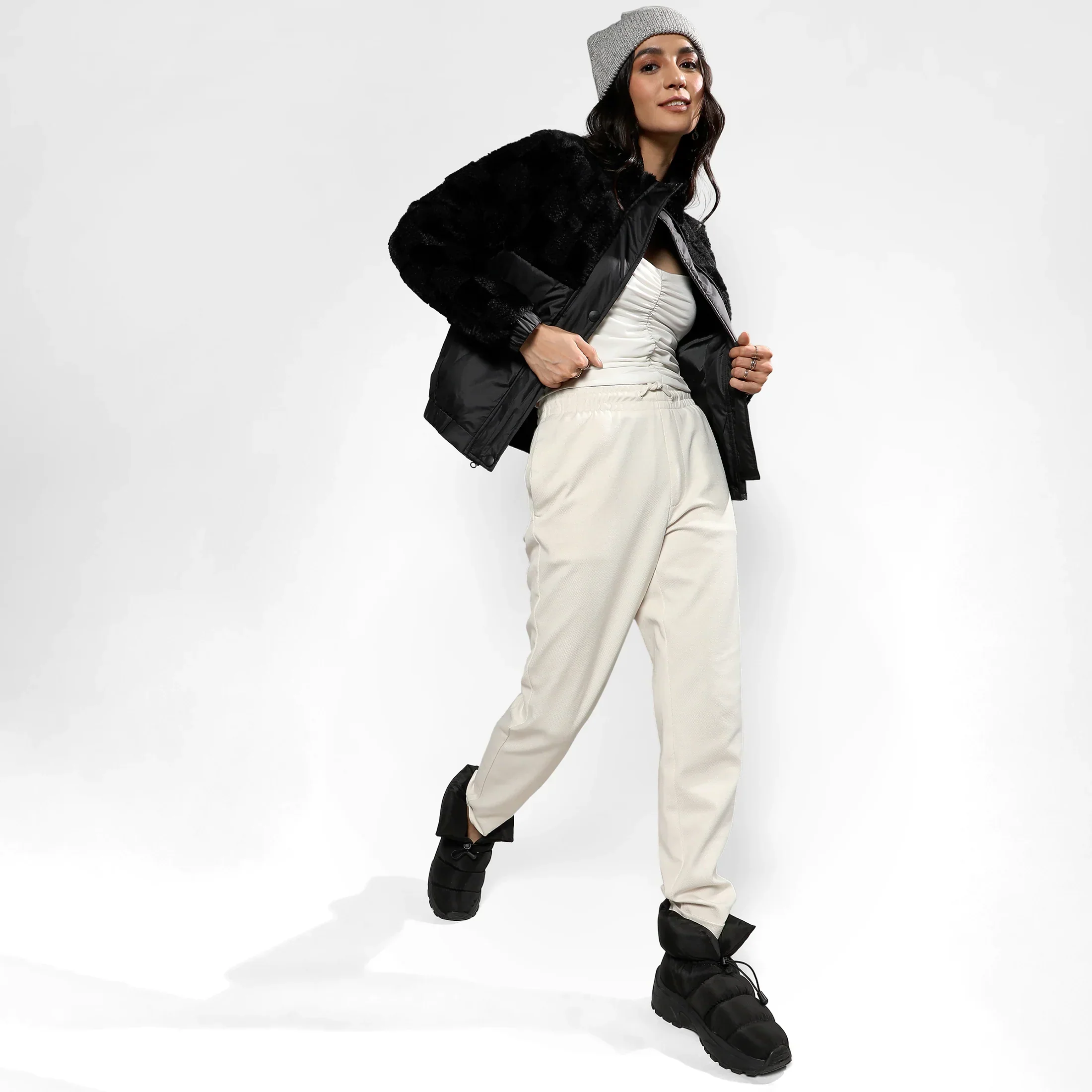 Carbon Black Fleece Self-Design Buffalo Check Jacket - Image 6