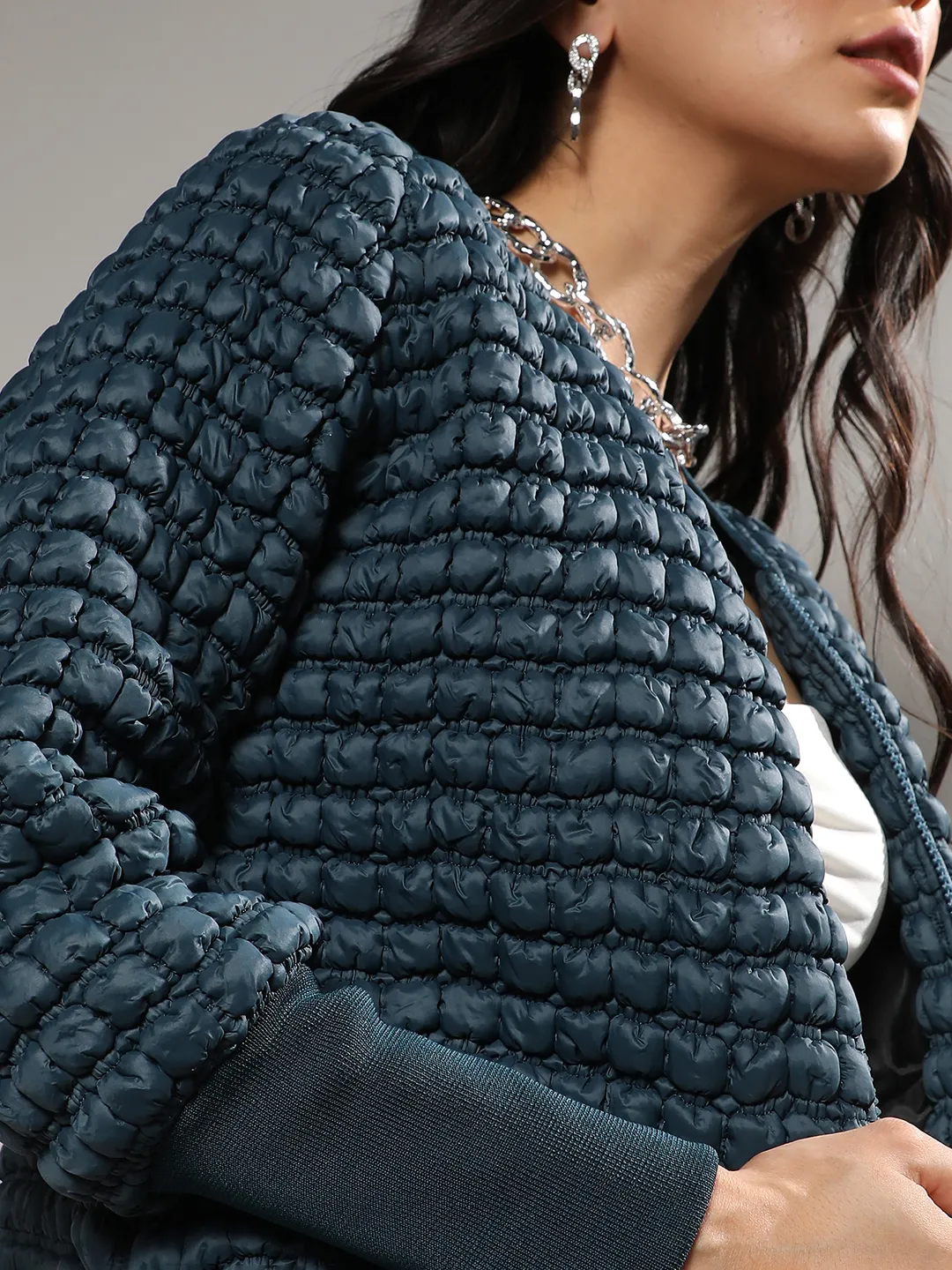 Creased Ripple Quilted Puffer Jacket - Image 8