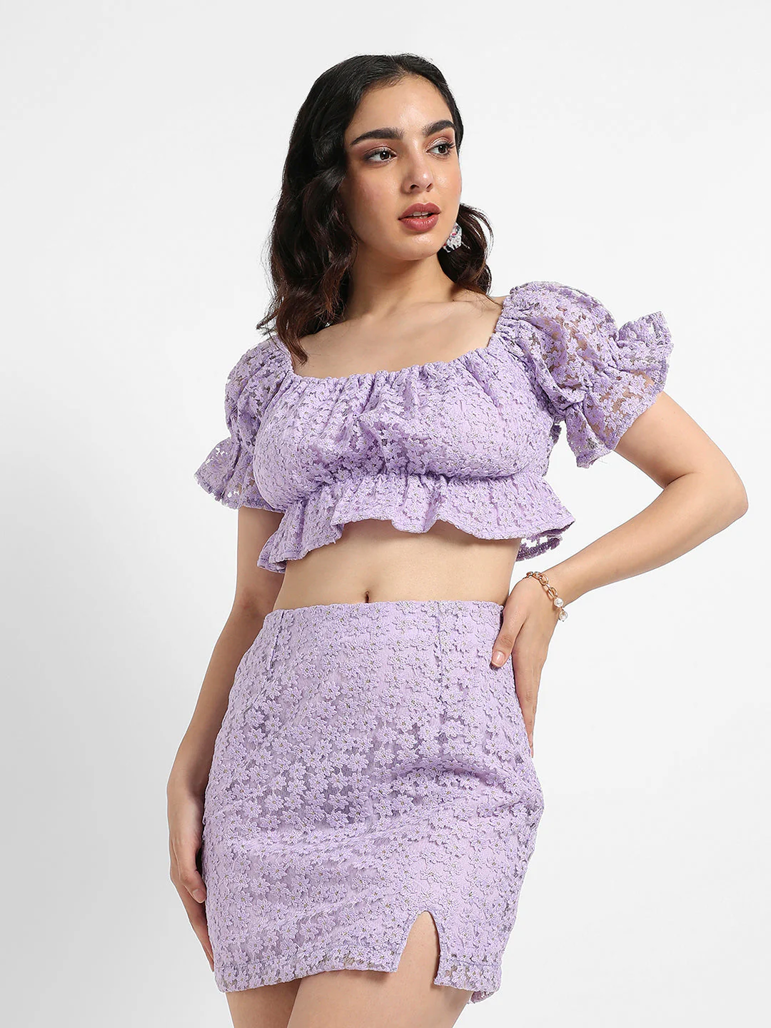 Cropped Self-Design Co-Ord Set - Image 2