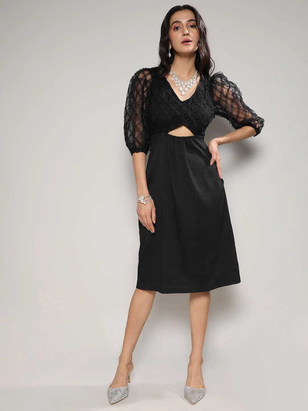 Cut-Out Dress With Sheer Detail - Image 5