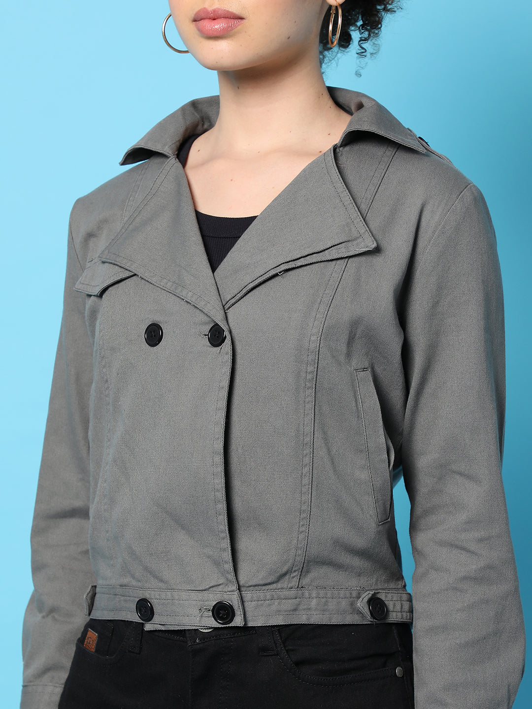 Double-Breasted Biker Jacket With Insert Pockets - Image 5