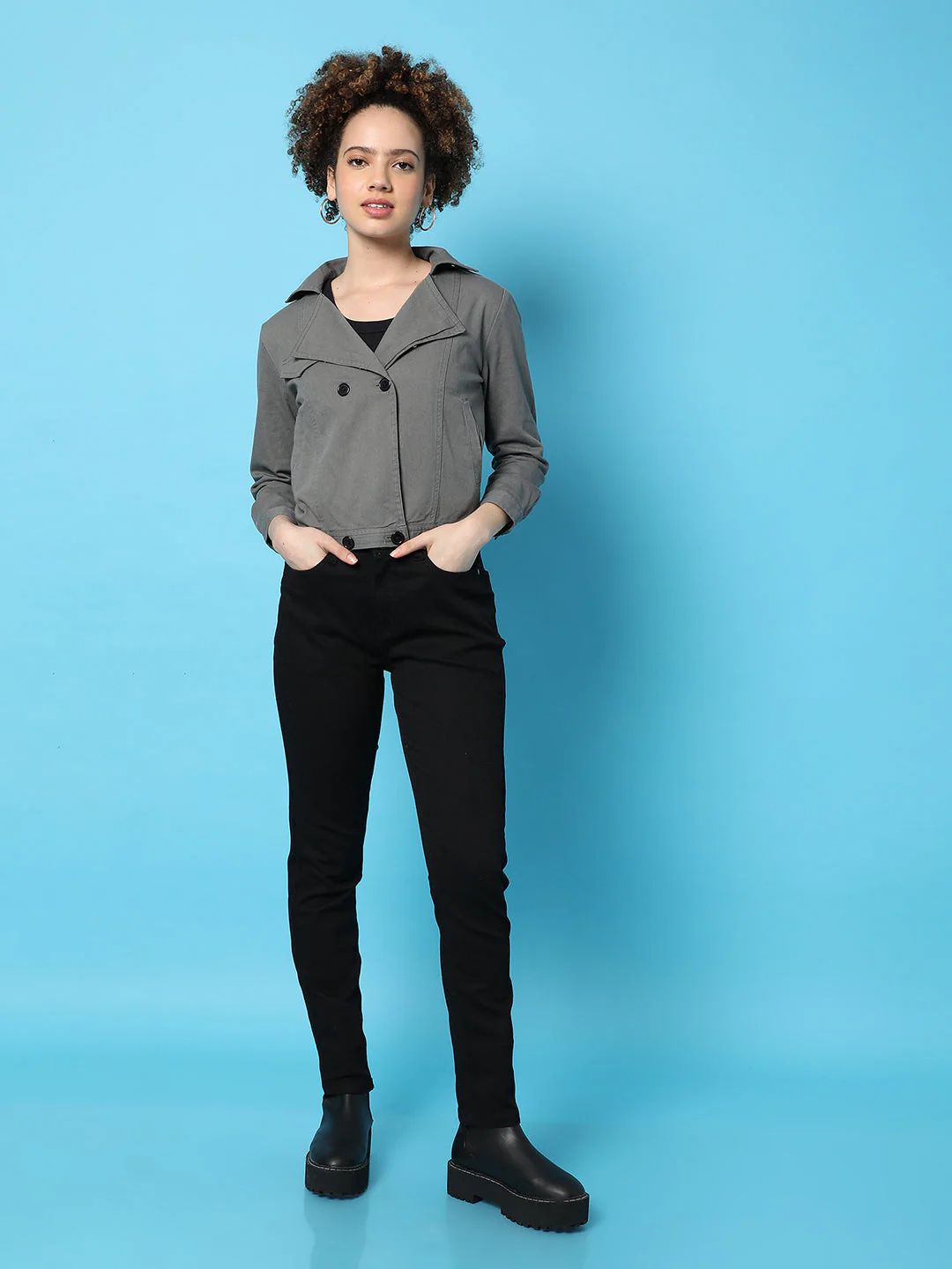 Double-Breasted Biker Jacket With Insert Pockets - Image 6