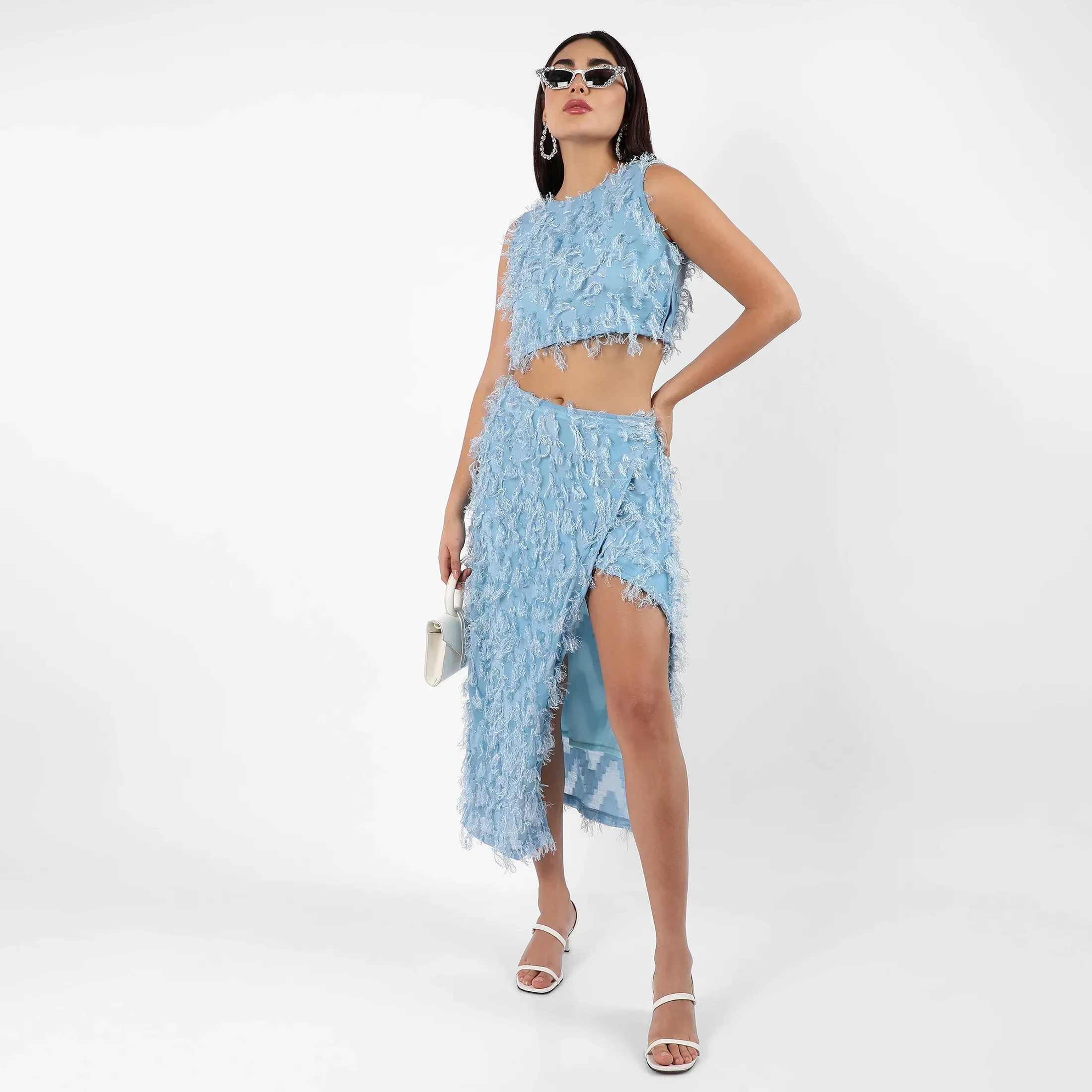 Light Blue All-Around Tassel Co-Ord Set - Image 6