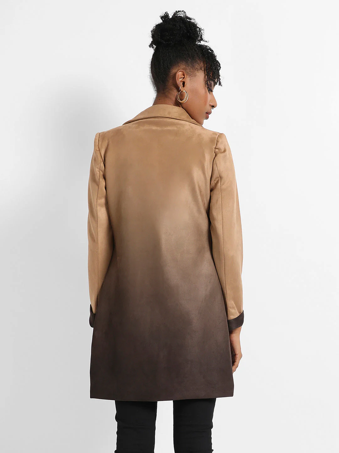 Ombre Long Coat With Flap Pocket - Image 4